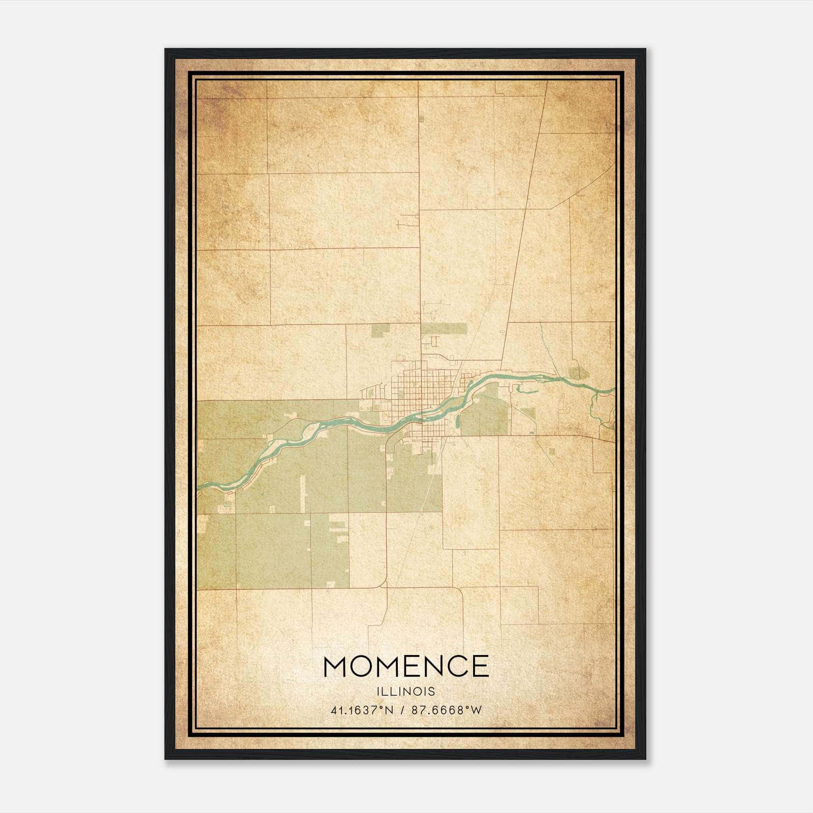 Vintage Momence Illinois Map Poster, Momence IL City Road Wall Art Print Vintage Momence Illinois Map Poster, Momence IL City Road Wall Art Print