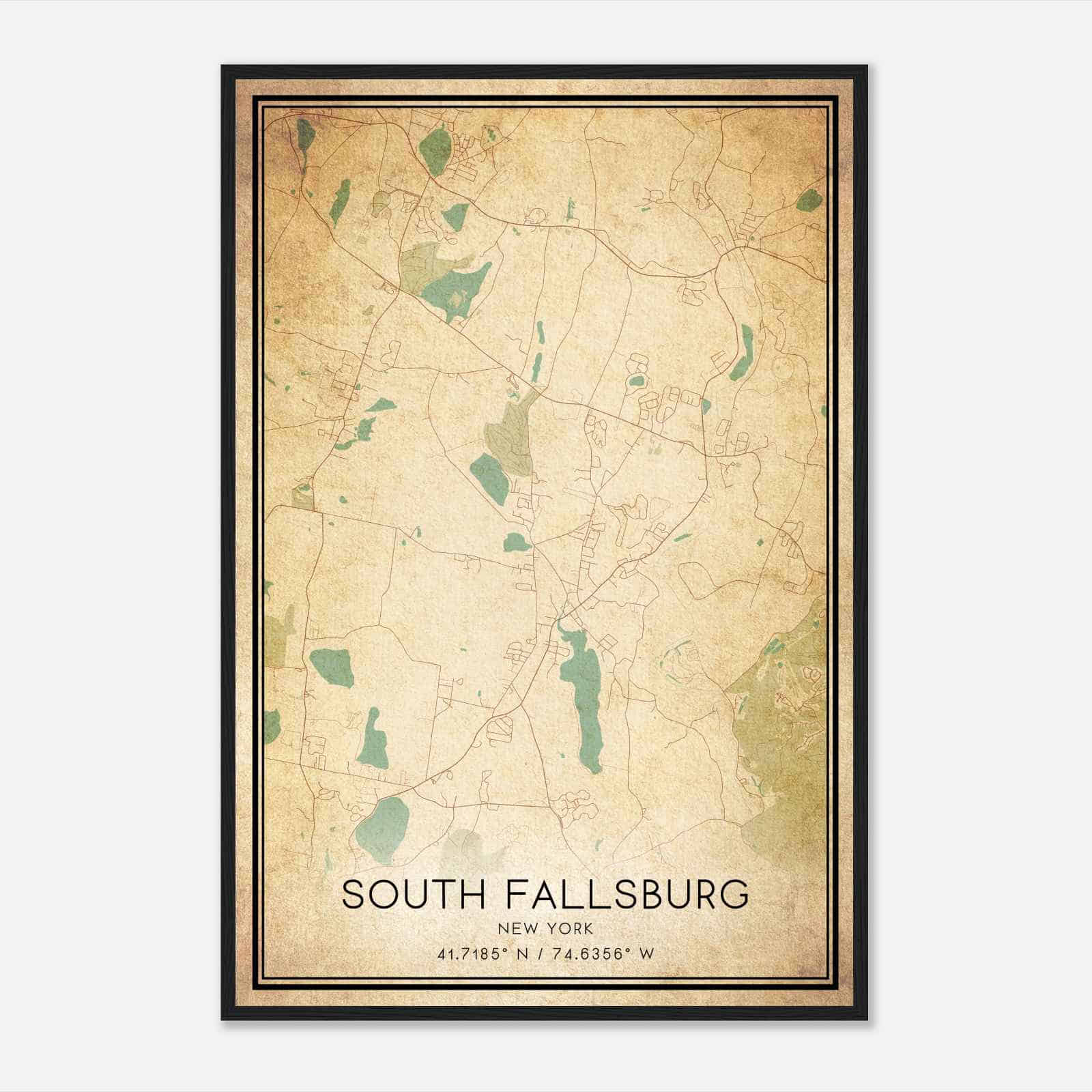 Vintage South Fallsburg New York Map Poster, South Fallsburg NY City Road Wall Art Print Vintage South Fallsburg New York Map Poster, South Fallsburg NY City Road Wall Art Print