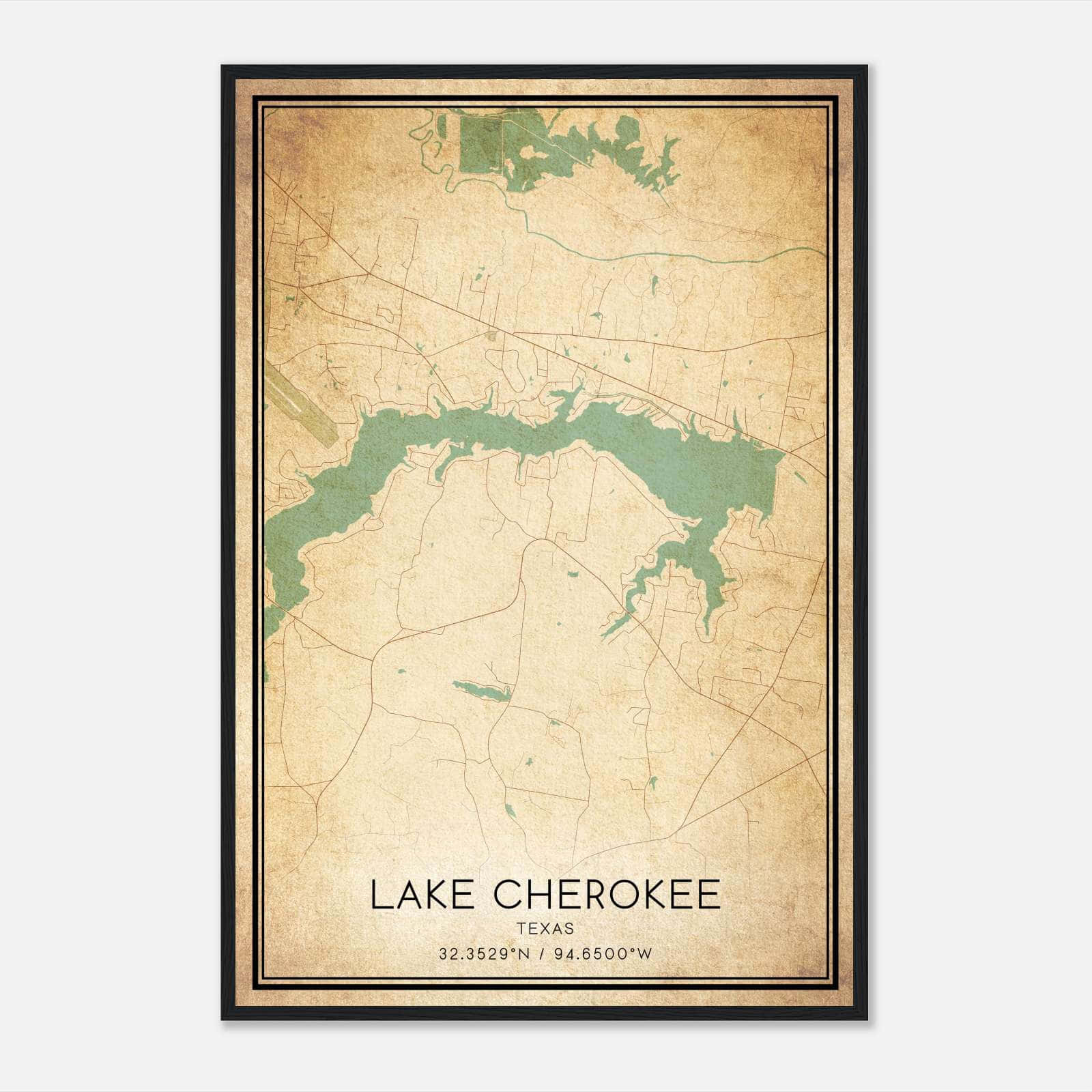 Vintage Lake Cherokee Texas Map Poster, Lake Cherokee TX City Road Wall Art Print Vintage Lake Cherokee Texas Map Poster, Lake Cherokee TX City Road Wall Art Print