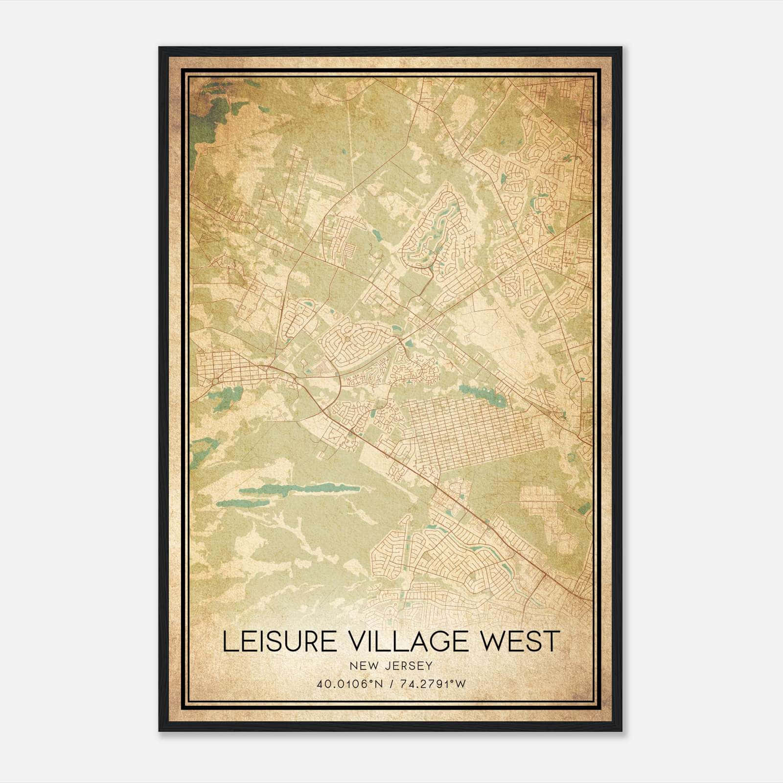 Vintage Leisure Village West New Jersey Map Poster, Leisure Village West NJ City Road Wall Art Print Vintage Leisure Village West New Jersey Map Poster, Leisure Village West NJ City Road Wall Art Print
