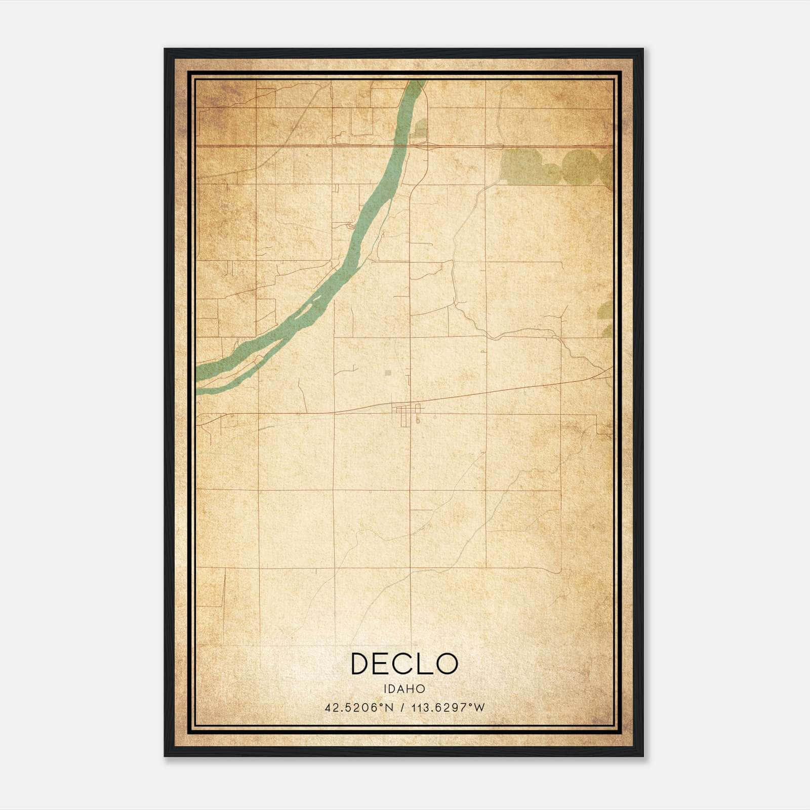 Vintage Declo Idaho Map Poster, Declo ID City Road Wall Art Print Vintage Declo Idaho Map Poster, Declo ID City Road Wall Art Print