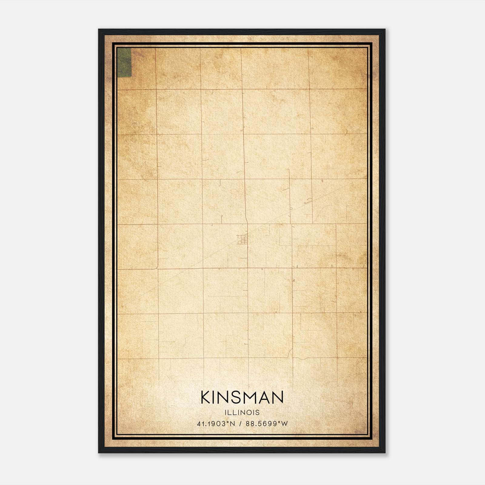 Vintage Kinsman Illinois Map Poster, Kinsman IL City Road Wall Art Print Vintage Kinsman Illinois Map Poster, Kinsman IL City Road Wall Art Print