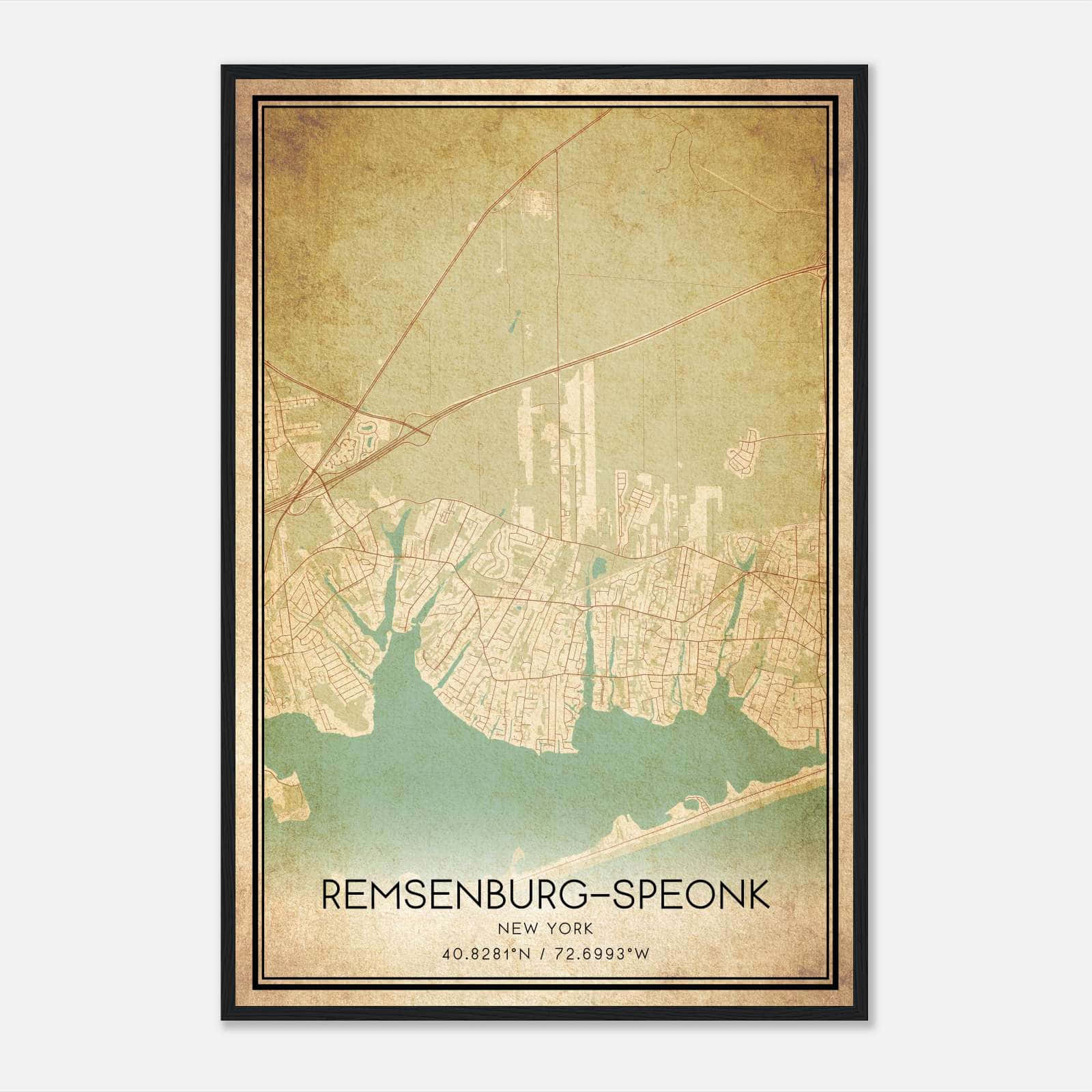Vintage Remsenburg-Speonk New York Map Poster, Remsenburg-Speonk NY City Road Wall Art Print Vintage Remsenburg-Speonk New York Map Poster, Remsenburg-Speonk NY City Road Wall Art Print