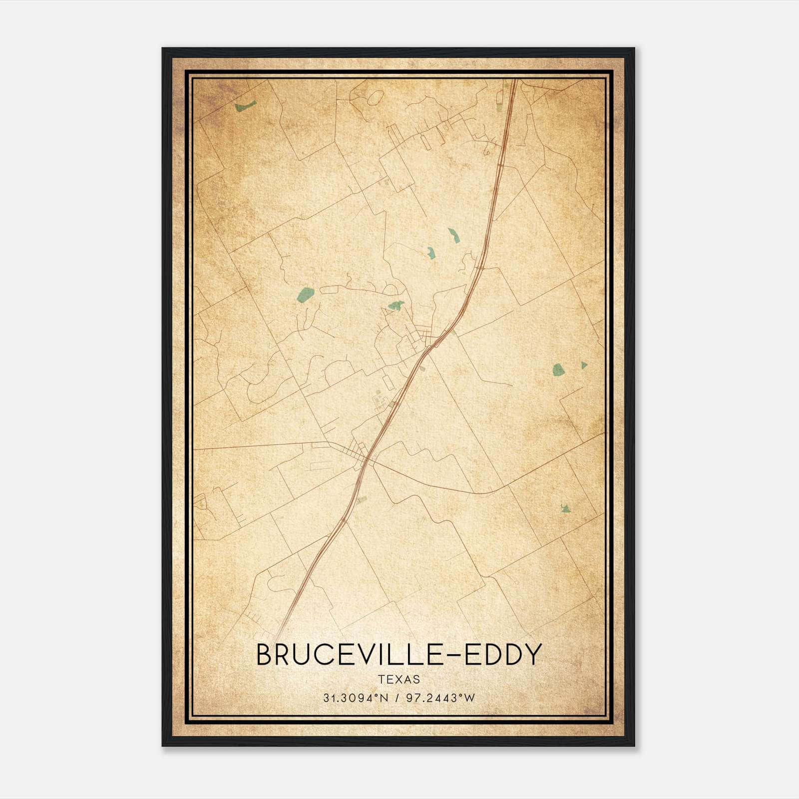 Vintage Bruceville-Eddy Texas Map Poster, Bruceville-Eddy TX City Road Wall Art Print Vintage Bruceville-Eddy Texas Map Poster, Bruceville-Eddy TX City Road Wall Art Print