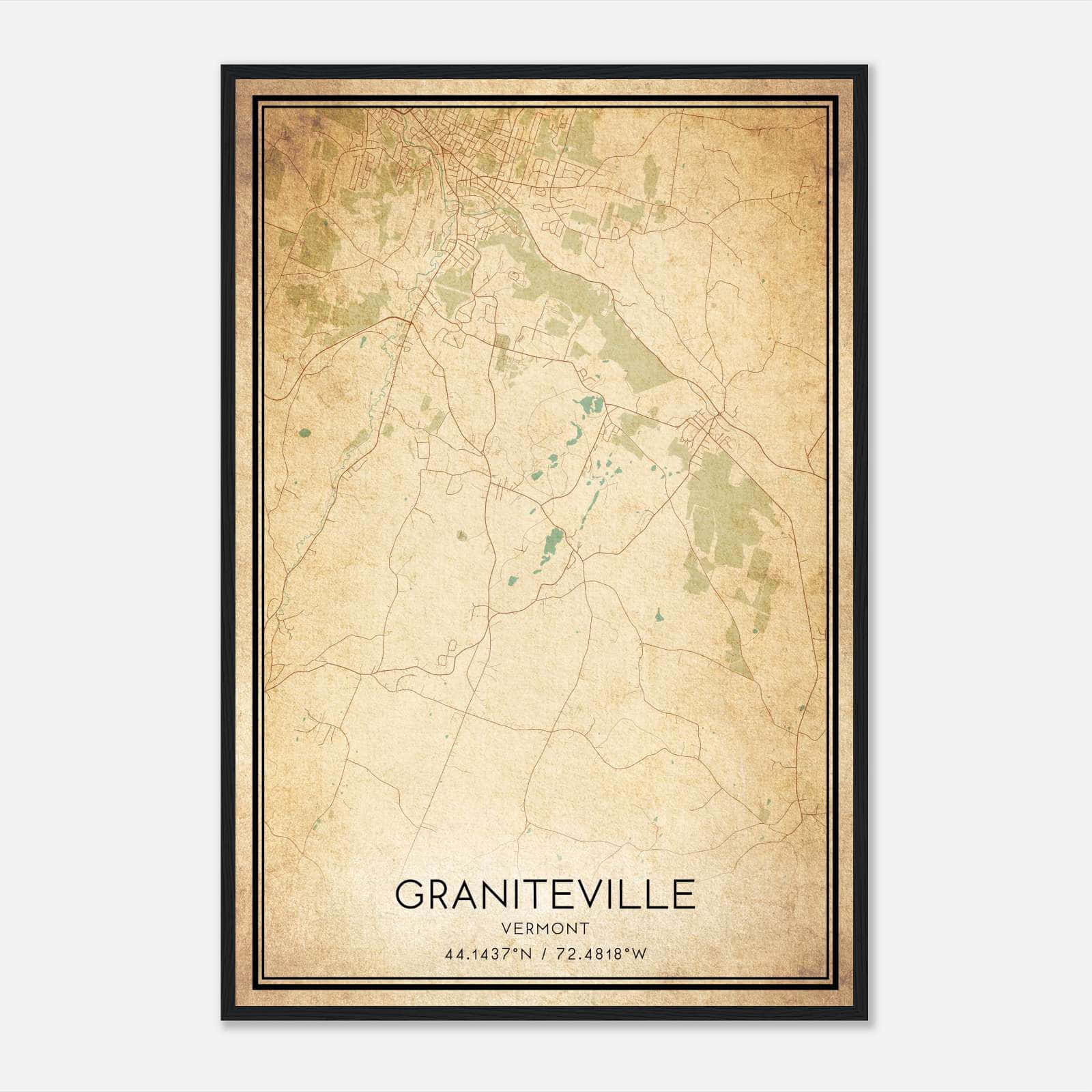 Vintage Graniteville Vermont Map Poster, Graniteville VT City Road Wall Art Print Vintage Graniteville Vermont Map Poster, Graniteville VT City Road Wall Art Print