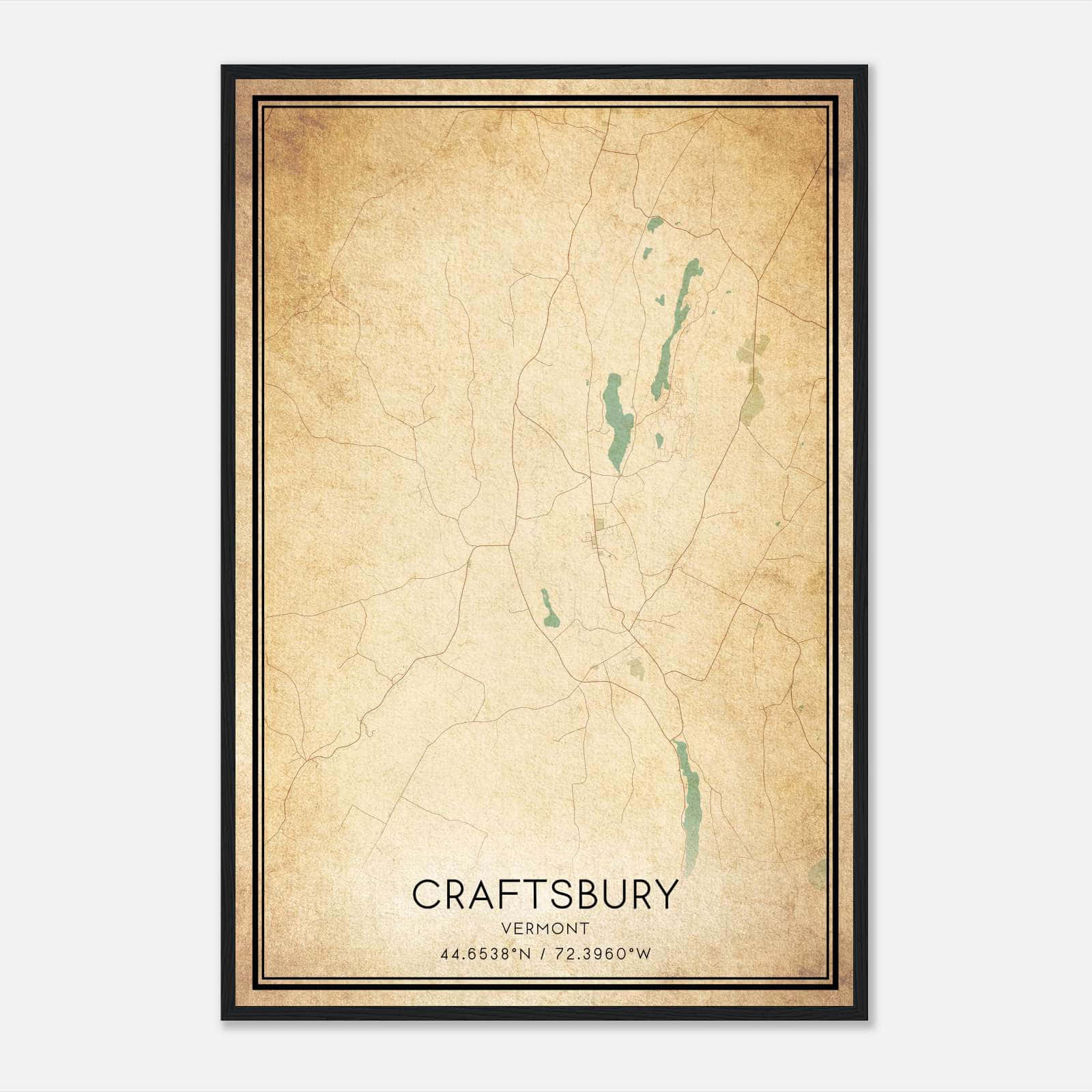 Vintage Craftsbury Vermont Map Poster, Craftsbury VT City Road Wall Art Print Vintage Craftsbury Vermont Map Poster, Craftsbury VT City Road Wall Art Print