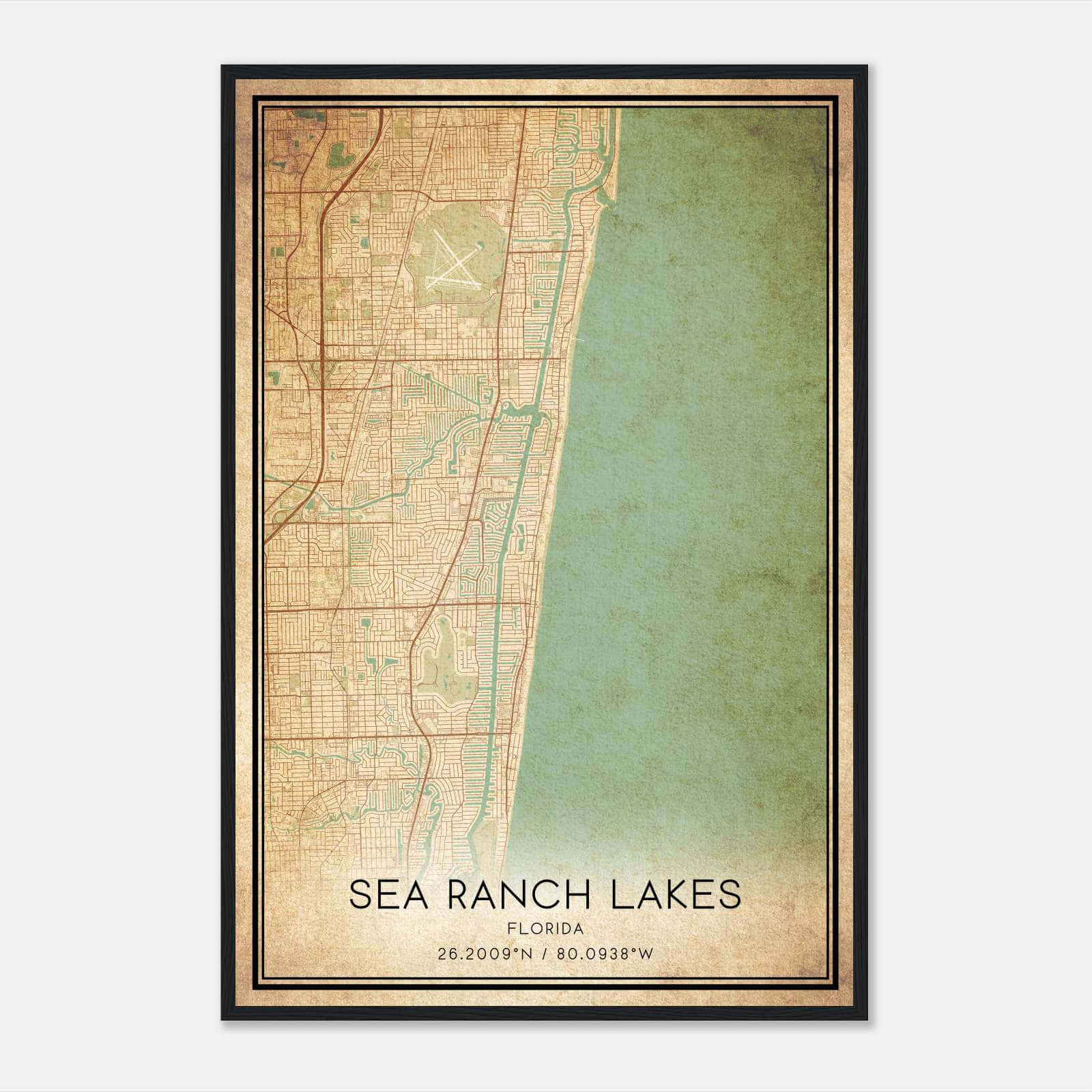 Vintage Sea Ranch Lakes Florida Map Poster, Sea Ranch Lakes FL City Road Wall Art Print Vintage Sea Ranch Lakes Florida Map Poster, Sea Ranch Lakes FL City Road Wall Art Print