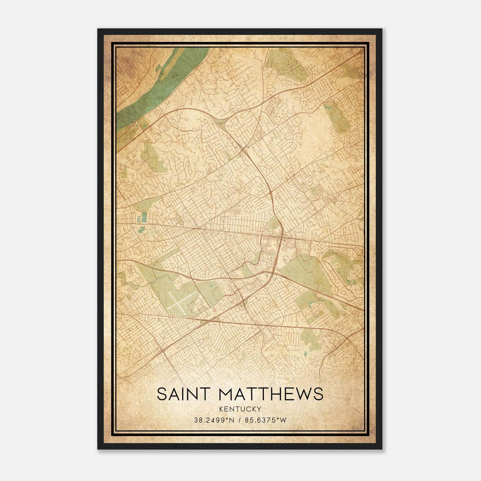 Vintage Saint Matthews Kentucky Map Poster, Saint Matthews KY City Road Wall Art Print Vintage Saint Matthews Kentucky Map Poster, Saint Matthews KY City Road Wall Art Print