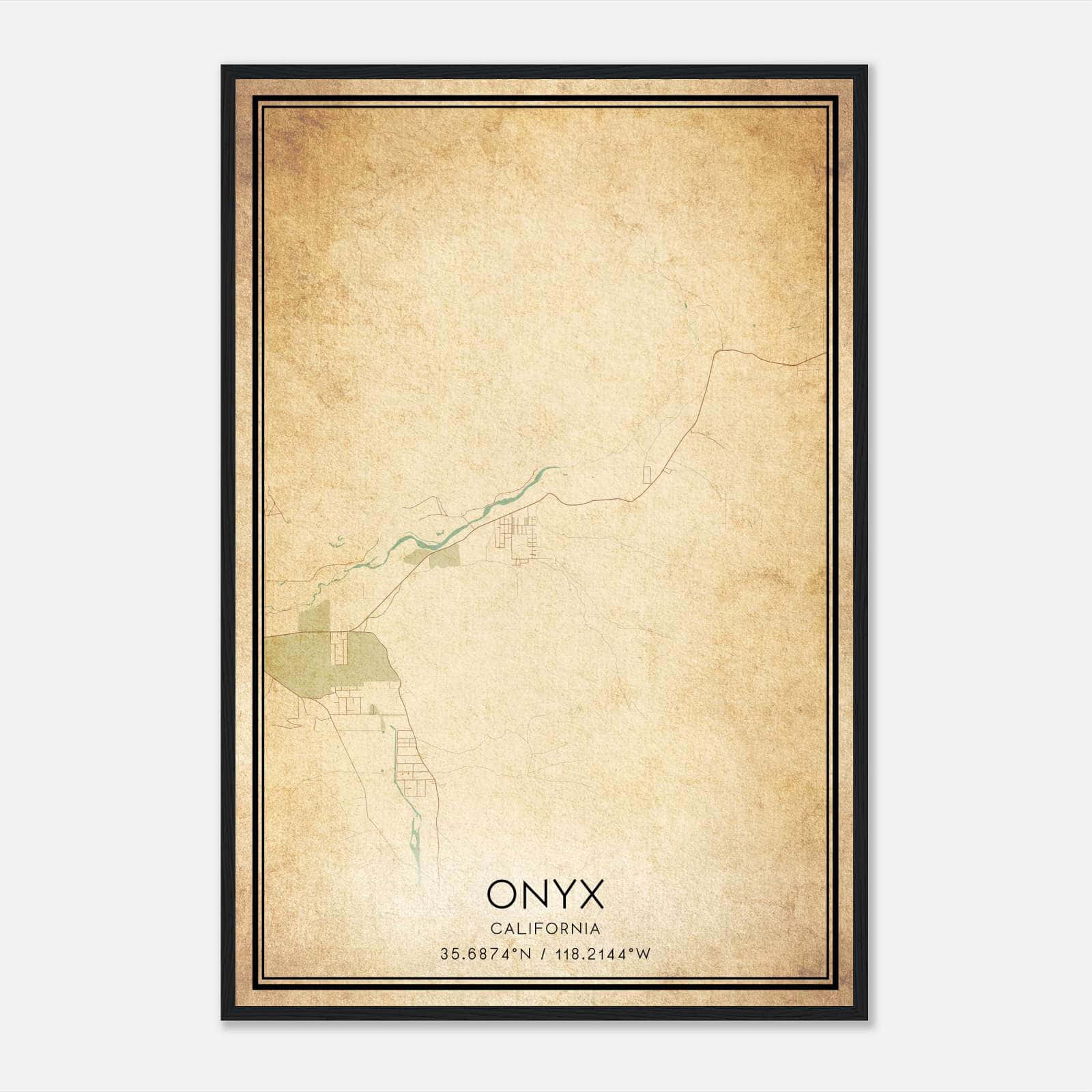 Vintage Onyx California Map Poster, Onyx CA City Road Wall Art Print Vintage Onyx California Map Poster, Onyx CA City Road Wall Art Print