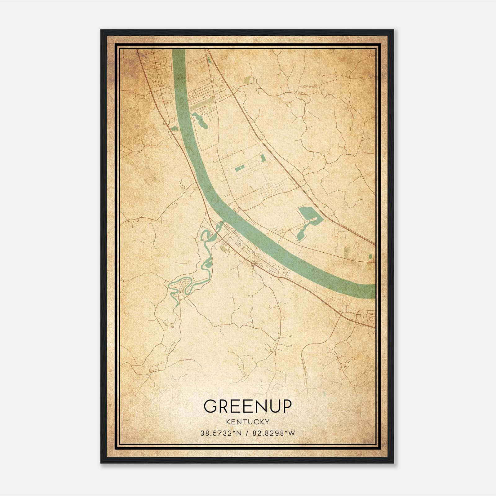 Vintage Greenup Kentucky Map Poster, Greenup KY City Road Wall Art Print Vintage Greenup Kentucky Map Poster, Greenup KY City Road Wall Art Print