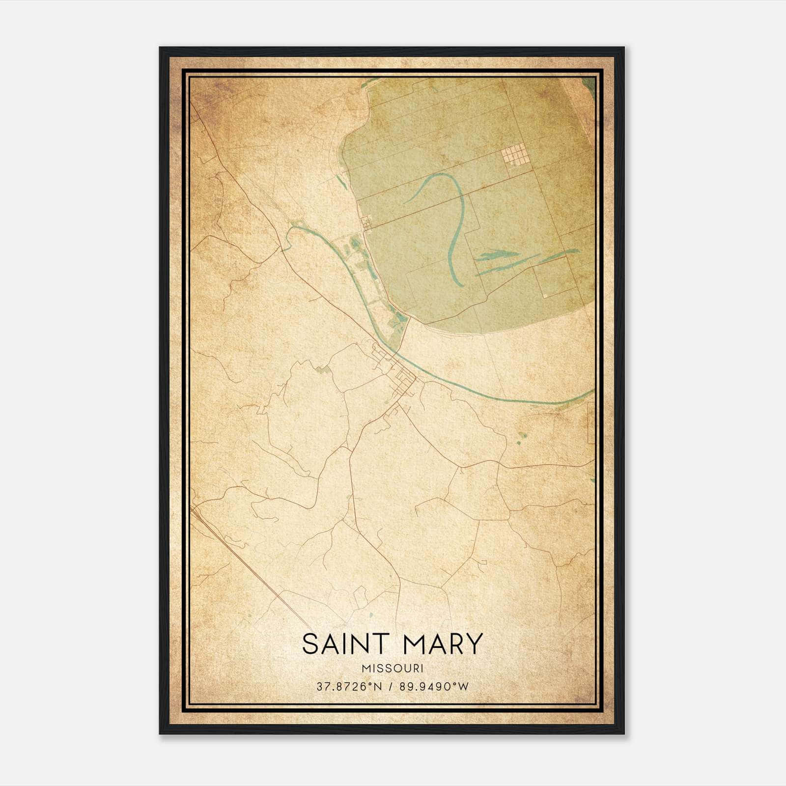 Vintage Saint Mary Missouri Map Poster, Saint Mary MO City Road Wall Art Print Vintage Saint Mary Missouri Map Poster, Saint Mary MO City Road Wall Art Print