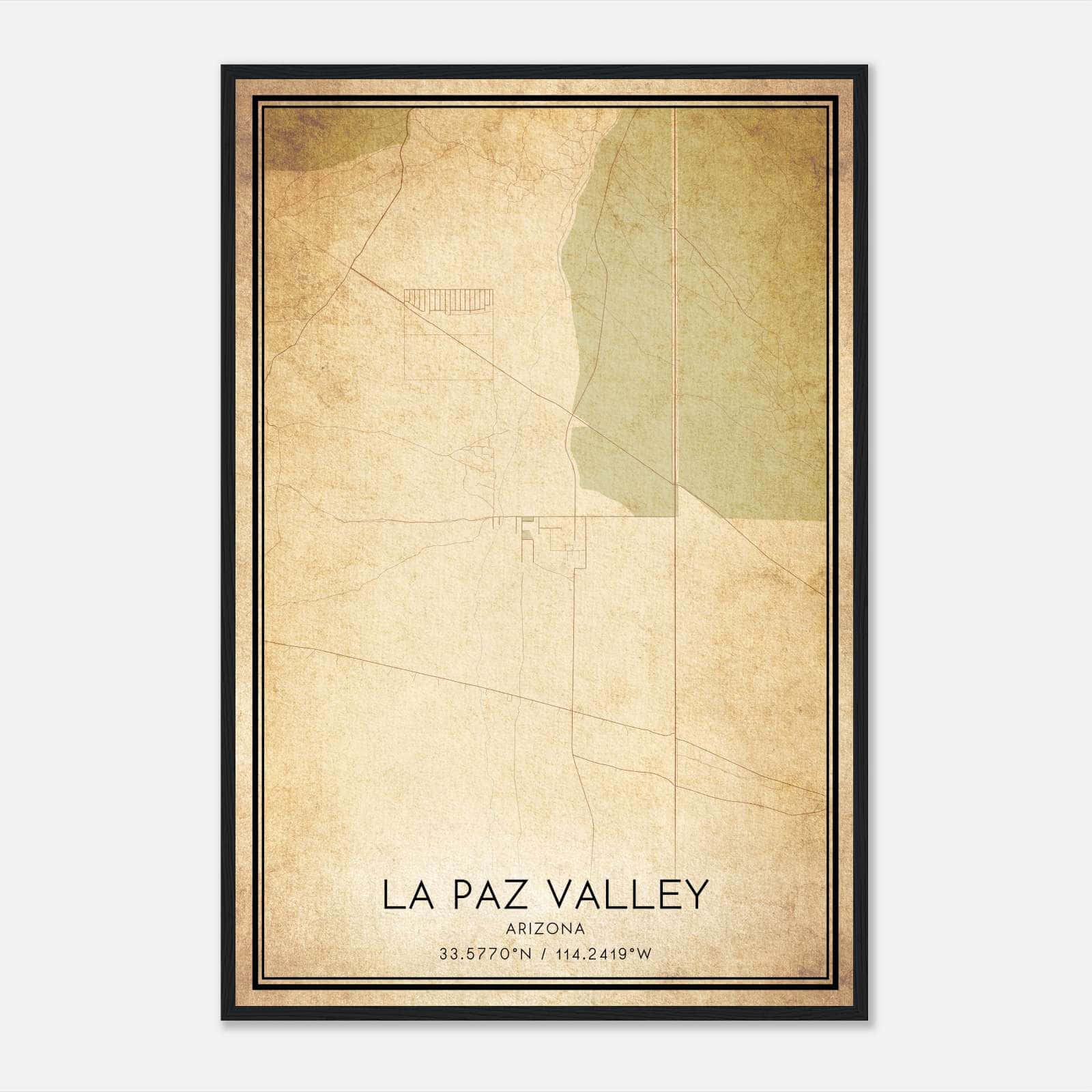 Vintage La Paz Valley Arizona Map Poster, La Paz Valley AZ City Road Wall Art Print Vintage La Paz Valley Arizona Map Poster, La Paz Valley AZ City Road Wall Art Print