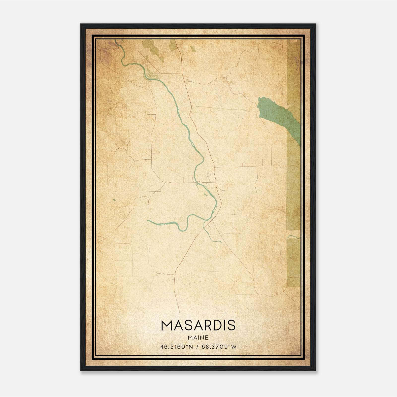 Vintage Masardis Maine Map Poster, Masardis ME City Road Wall Art Print Vintage Masardis Maine Map Poster, Masardis ME City Road Wall Art Print