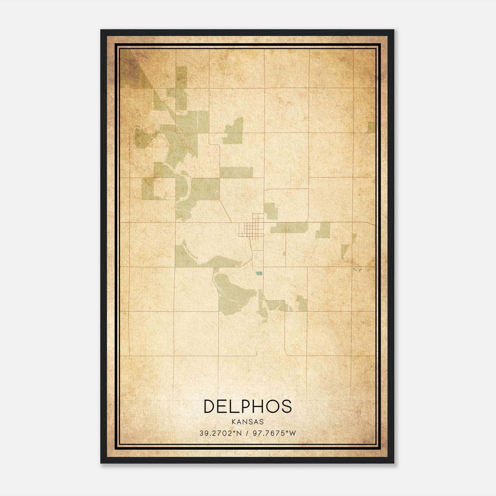 Vintage Delphos Kansas Map Poster, Delphos KS City Road Wall Art Print Vintage Delphos Kansas Map Poster, Delphos KS City Road Wall Art Print