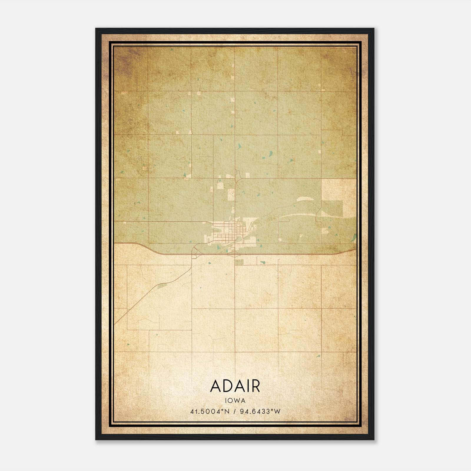 Vintage Adair Iowa Map Poster, Adair IA City Road Wall Art Print Vintage Adair Iowa Map Poster, Adair IA City Road Wall Art Print