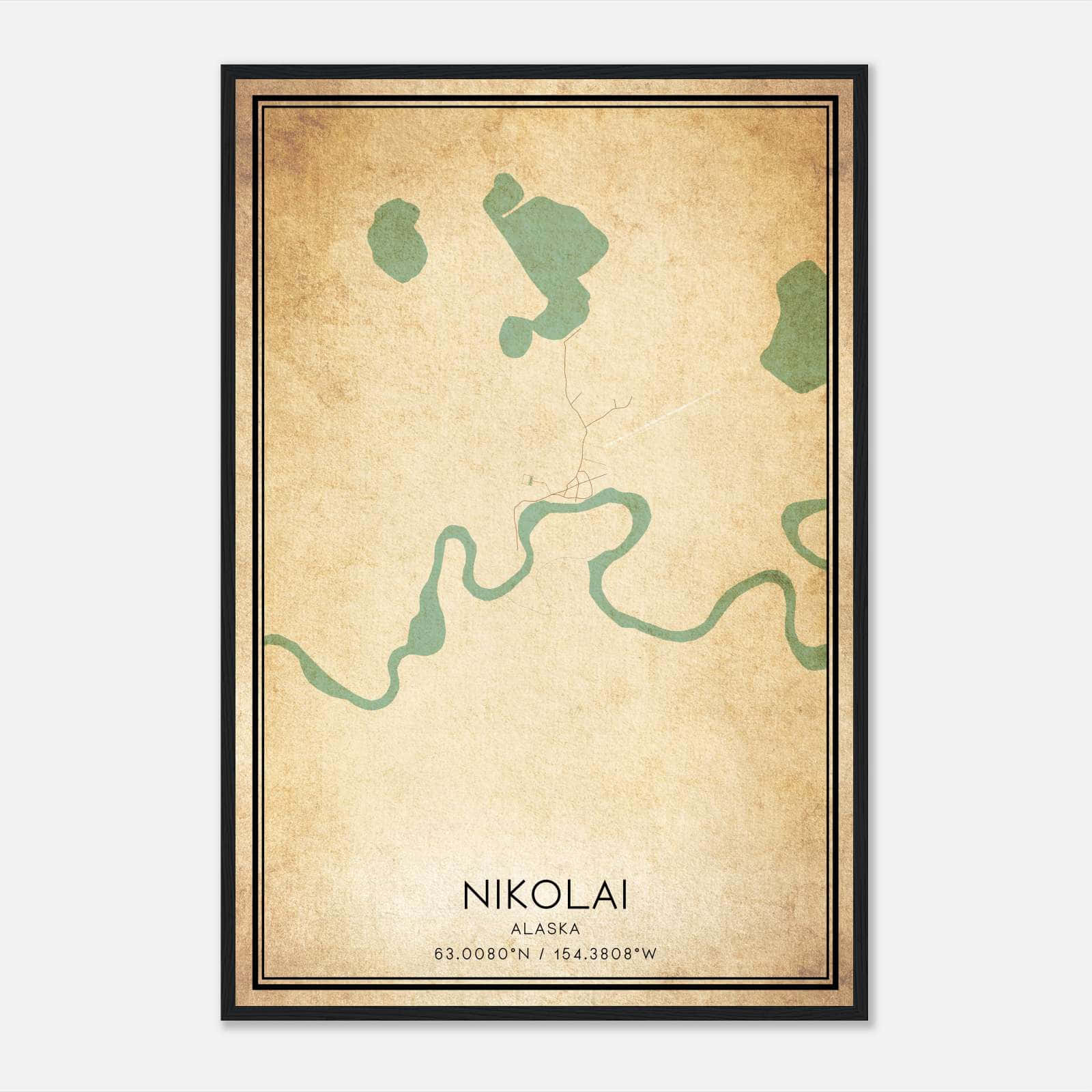 Vintage Nikolai Alaska Map Poster, Nikolai AK City Road Wall Art Print Vintage Nikolai Alaska Map Poster, Nikolai AK City Road Wall Art Print