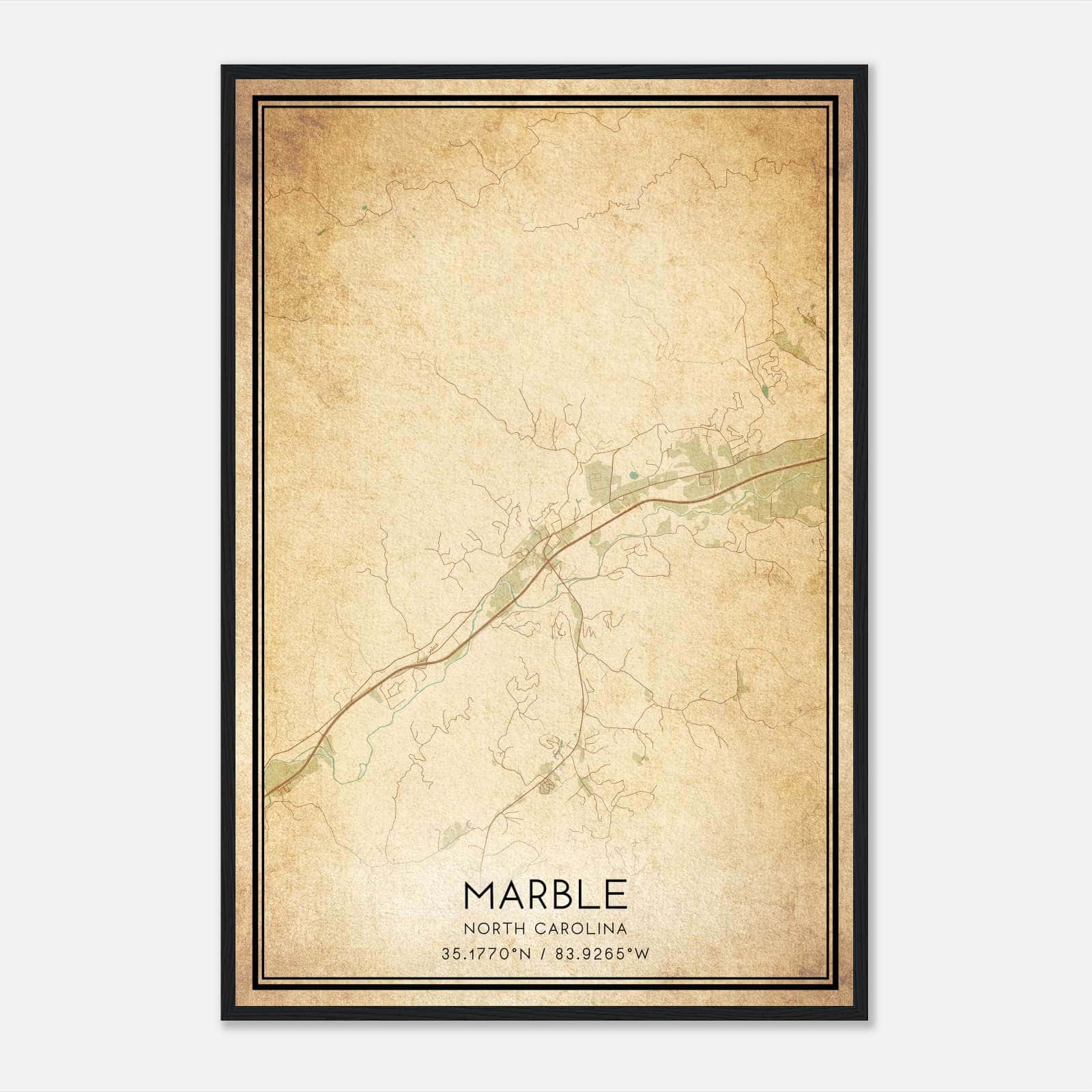 Vintage Marble North Carolina Map Poster, Marble NC City Road Wall Art Print Vintage Marble North Carolina Map Poster, Marble NC City Road Wall Art Print