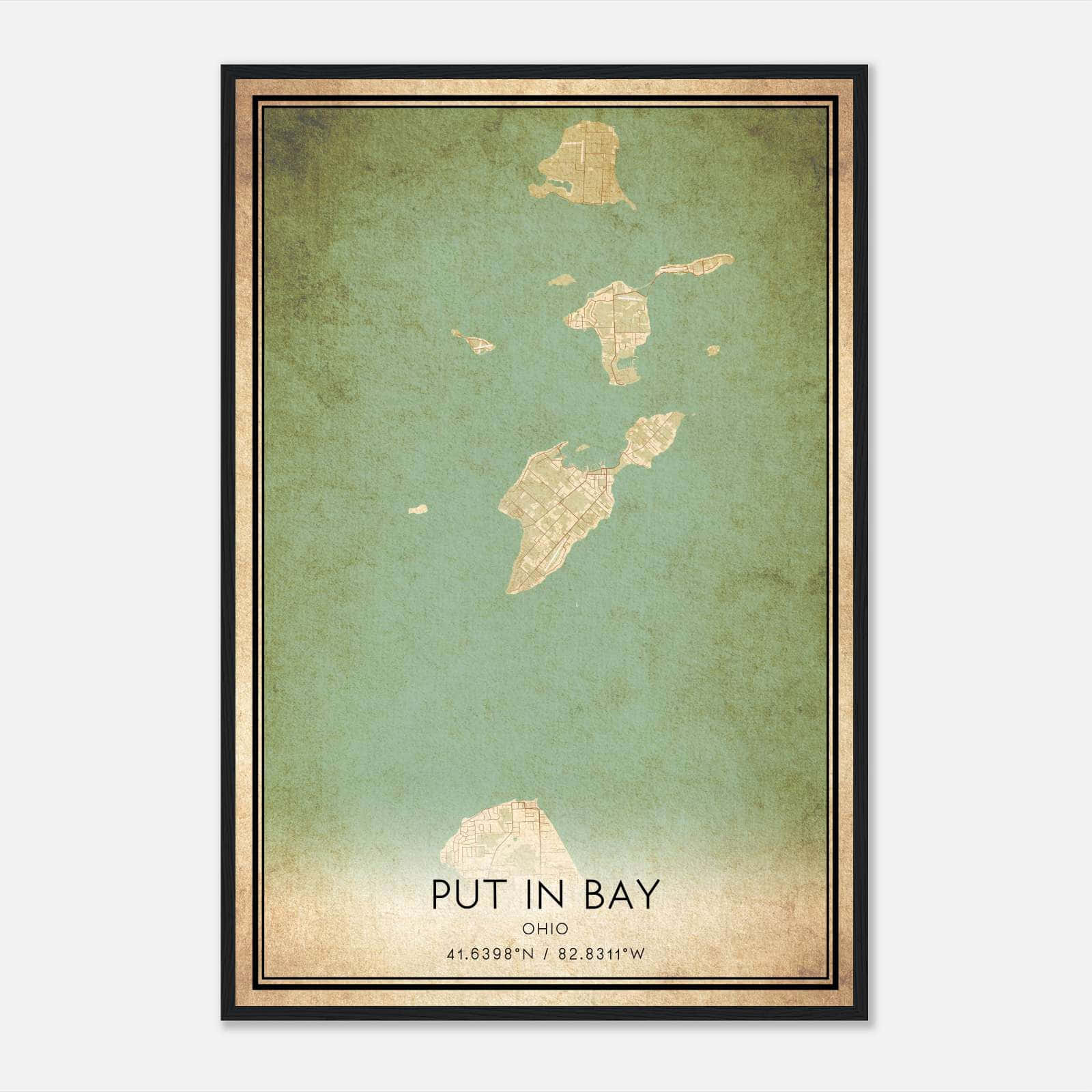 Vintage Put In Bay Ohio Map Poster, Put In Bay OH City Road Wall Art Print Vintage Put In Bay Ohio Map Poster, Put In Bay OH City Road Wall Art Print