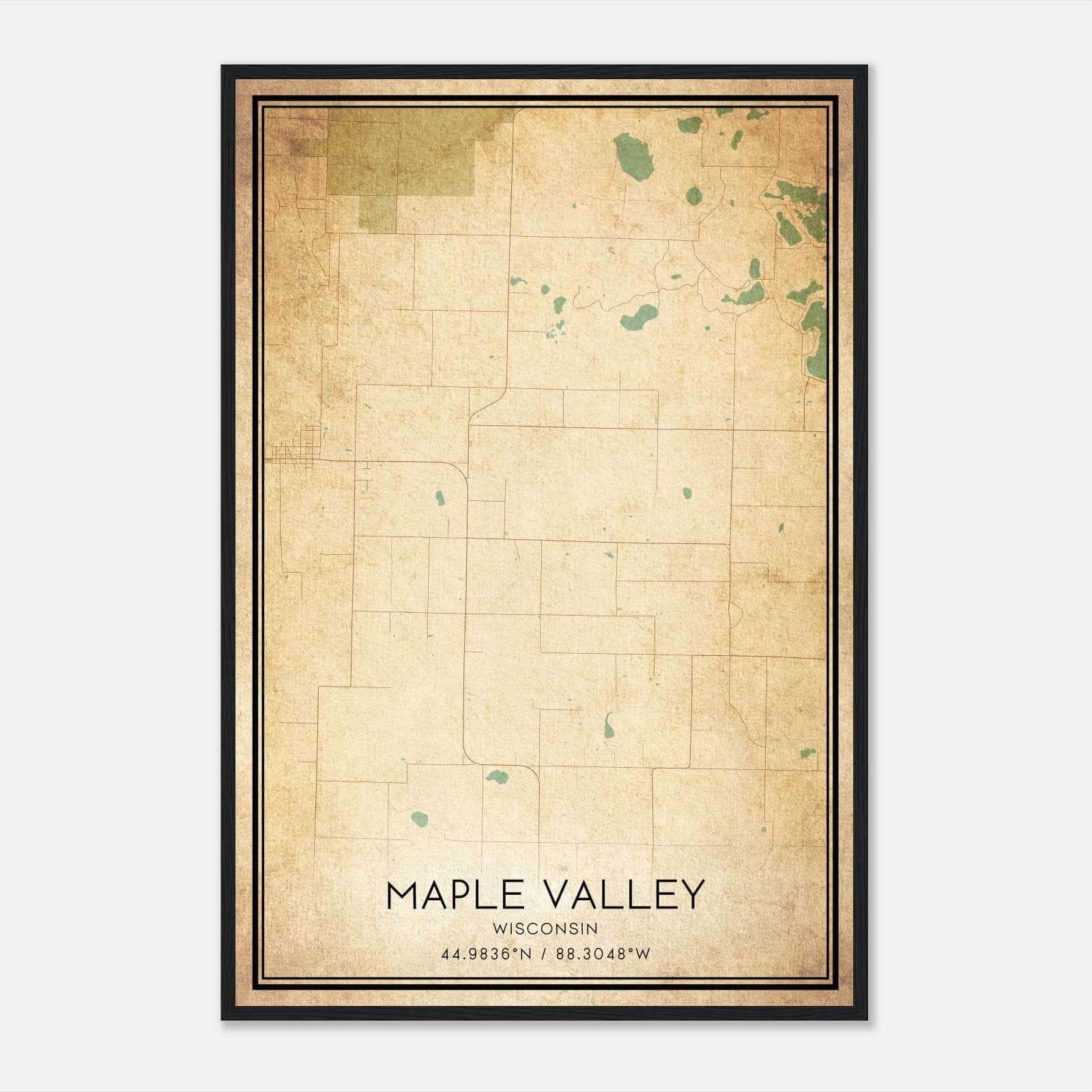 Vintage Maple Valley Wisconsin Map Poster, Maple Valley WI City Road Wall Art Print Vintage Maple Valley Wisconsin Map Poster, Maple Valley WI City Road Wall Art Print