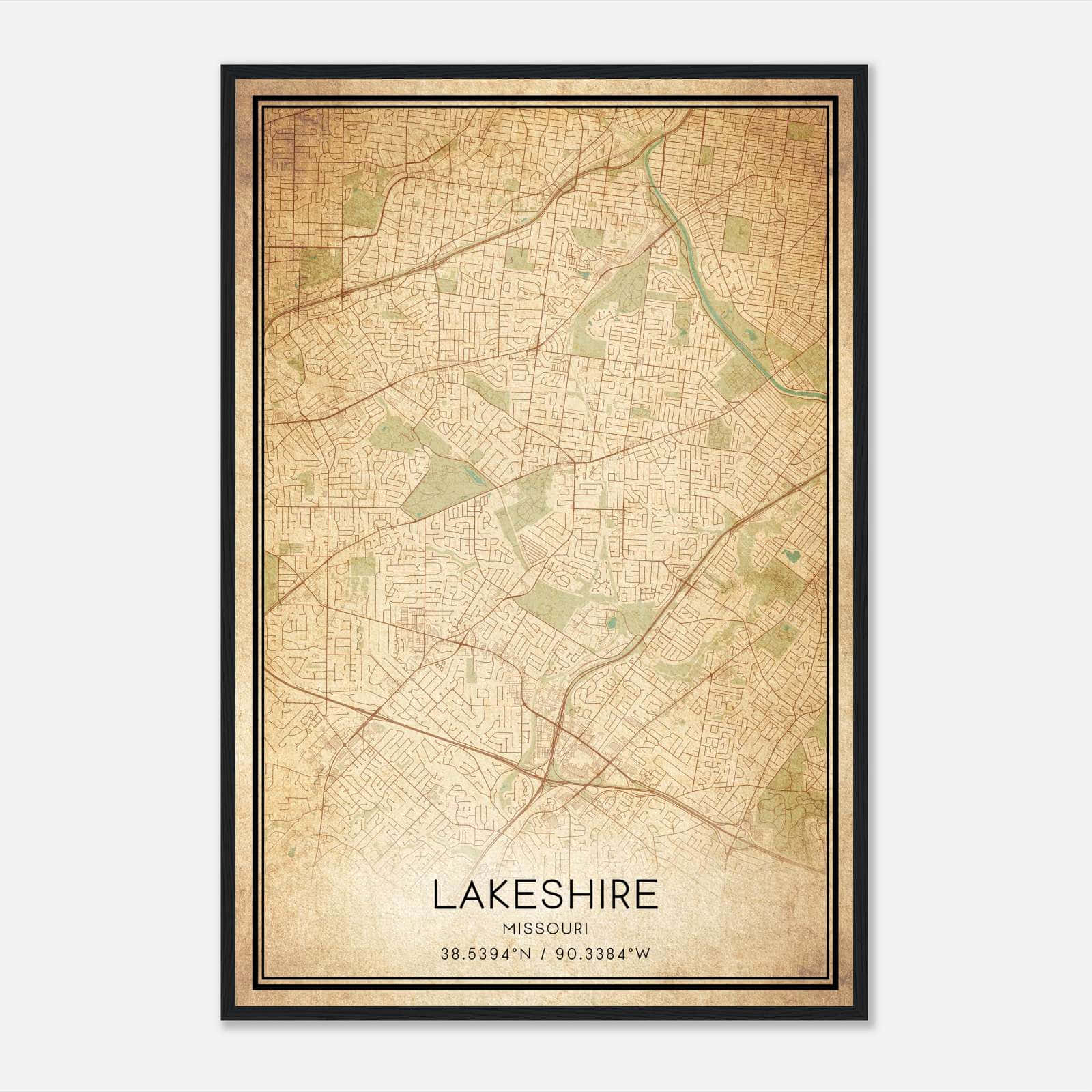 Vintage Lakeshire Missouri Map Poster, Lakeshire MO City Road Wall Art Print Vintage Lakeshire Missouri Map Poster, Lakeshire MO City Road Wall Art Print