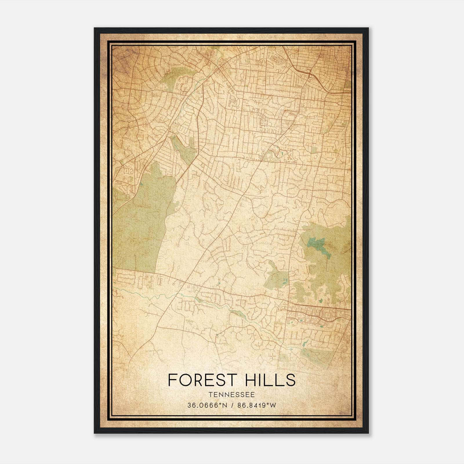 Vintage Forest Hills Tennessee Map Poster, Forest Hills TN City Road Wall Art Print Vintage Forest Hills Tennessee Map Poster, Forest Hills TN City Road Wall Art Print