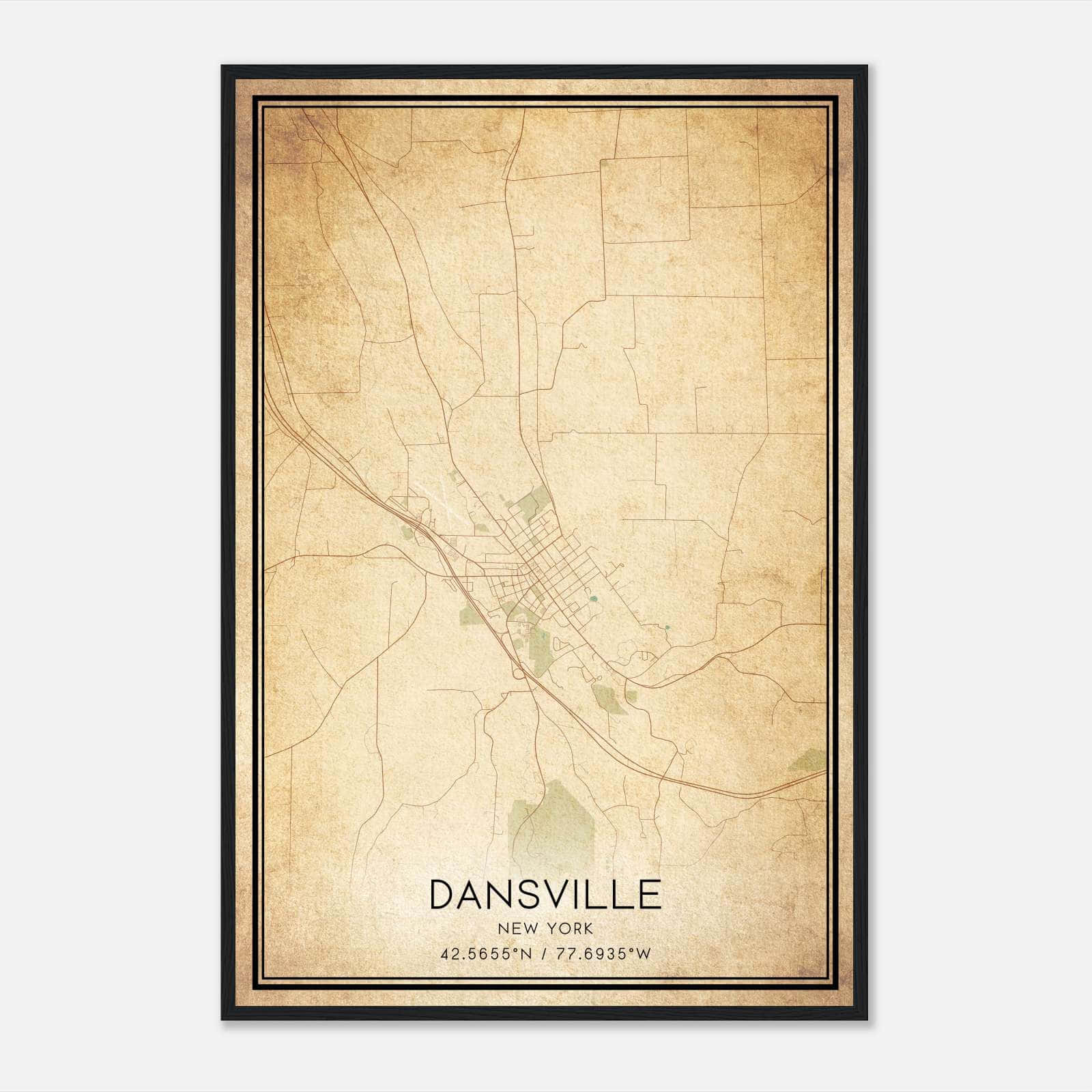 Vintage Dansville New York Map Poster, Dansville NY City Road Wall Art Print Vintage Dansville New York Map Poster, Dansville NY City Road Wall Art Print