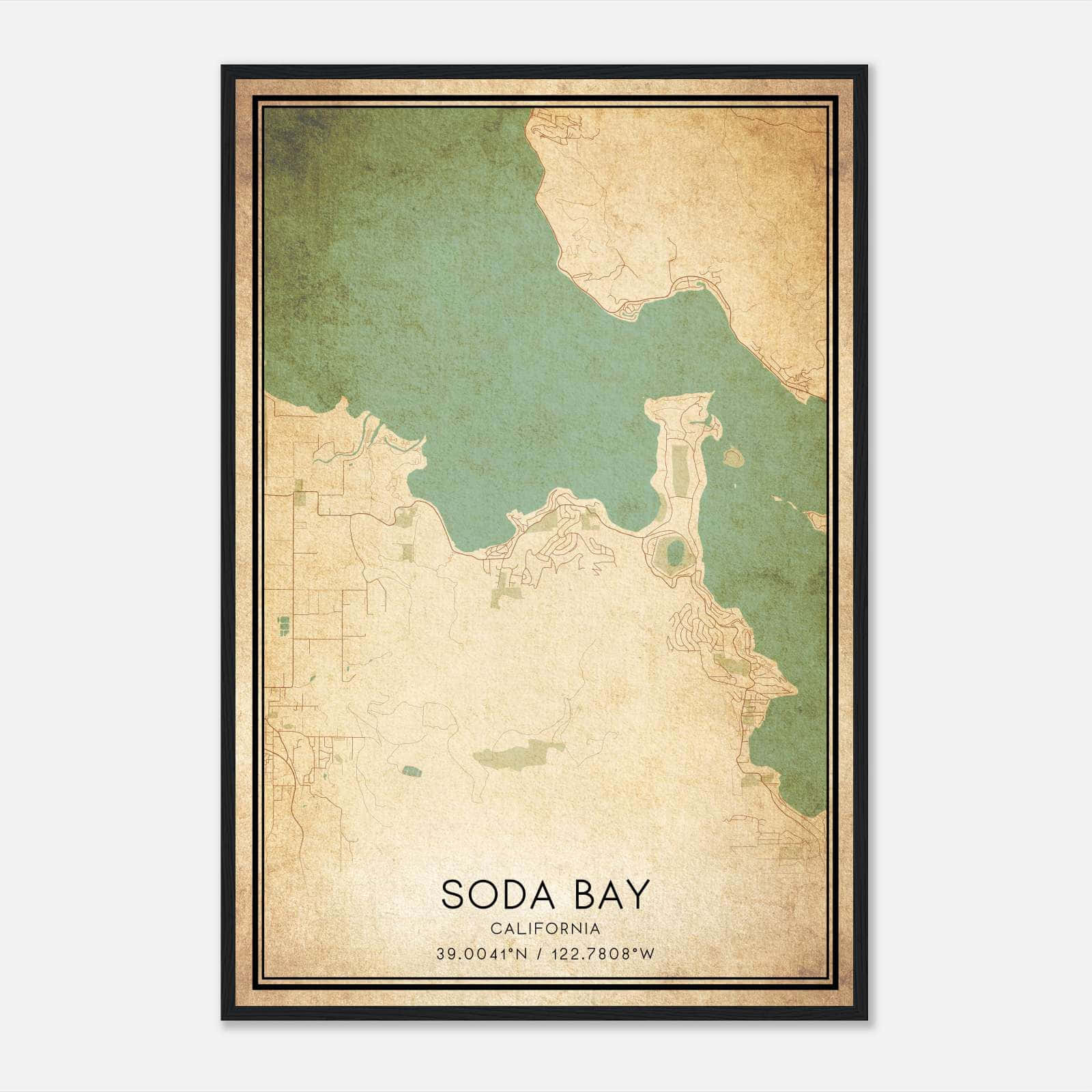 Vintage Soda Bay California Map Poster, Soda Bay CA City Road Wall Art Print Vintage Soda Bay California Map Poster, Soda Bay CA City Road Wall Art Print