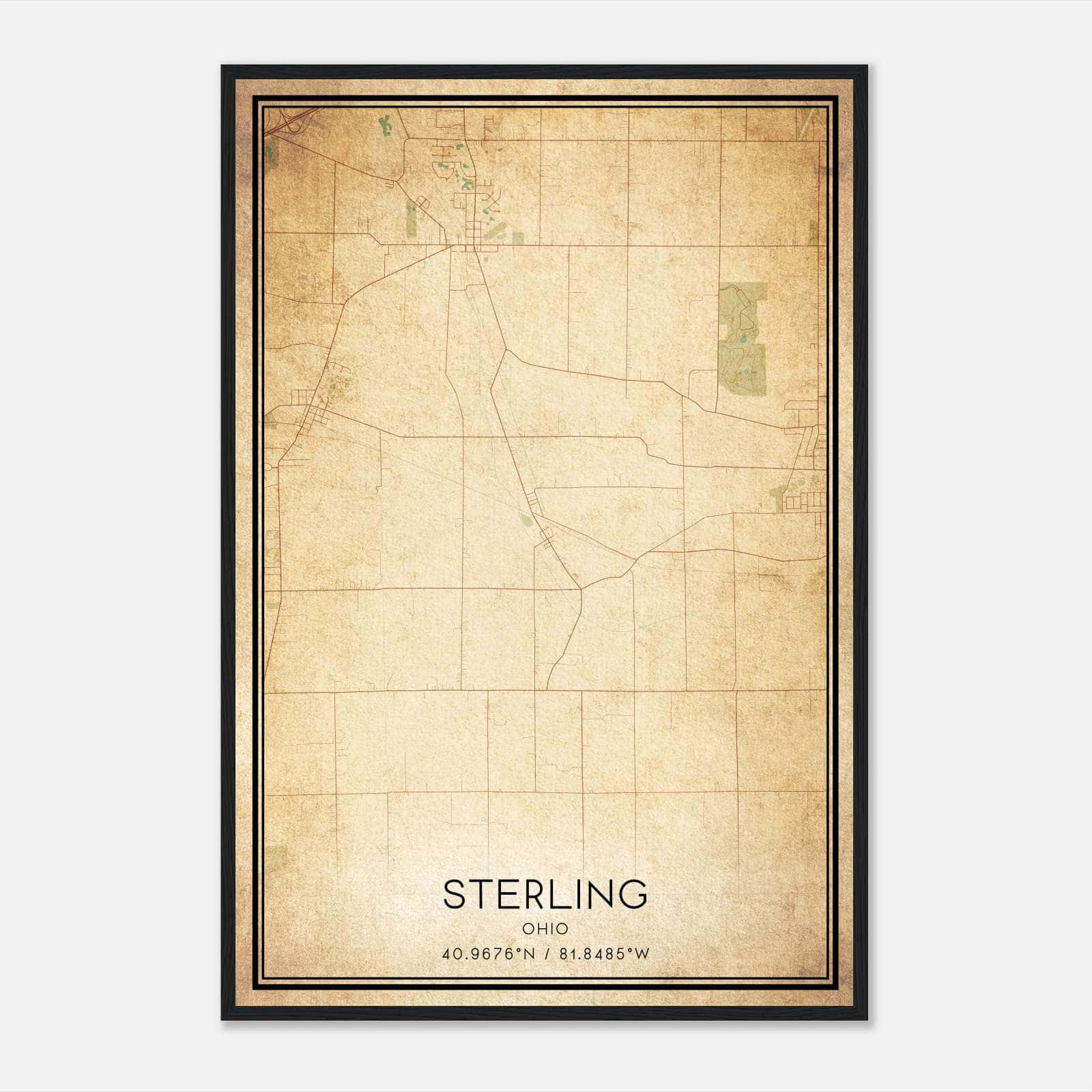 Vintage Sterling Ohio Map Poster, Sterling OH City Road Wall Art Print Vintage Sterling Ohio Map Poster, Sterling OH City Road Wall Art Print