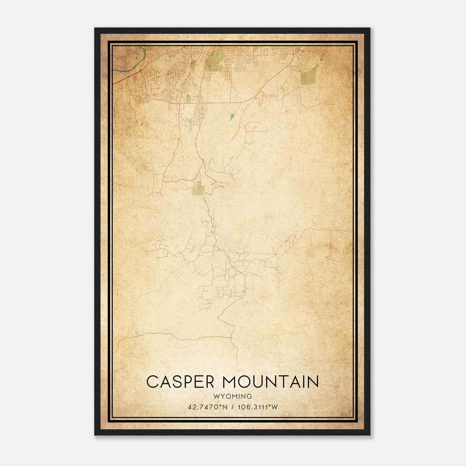 Vintage Casper Mountain Wyoming Map Poster, Casper Mountain WY City Road Wall Art Print Vintage Casper Mountain Wyoming Map Poster, Casper Mountain WY City Road Wall Art Print