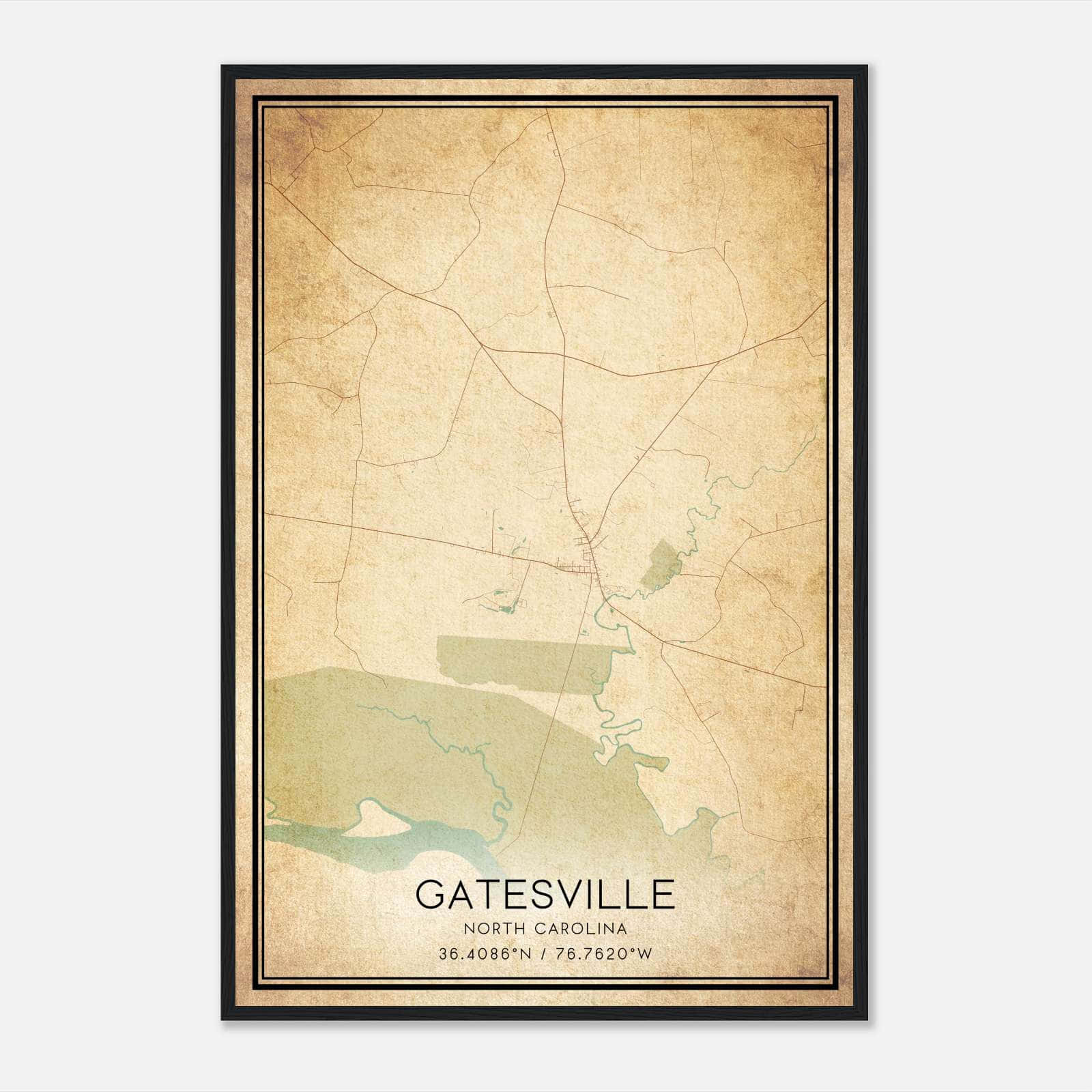 Vintage Gatesville North Carolina Map Poster, Gatesville NC City Road Wall Art Print Vintage Gatesville North Carolina Map Poster, Gatesville NC City Road Wall Art Print