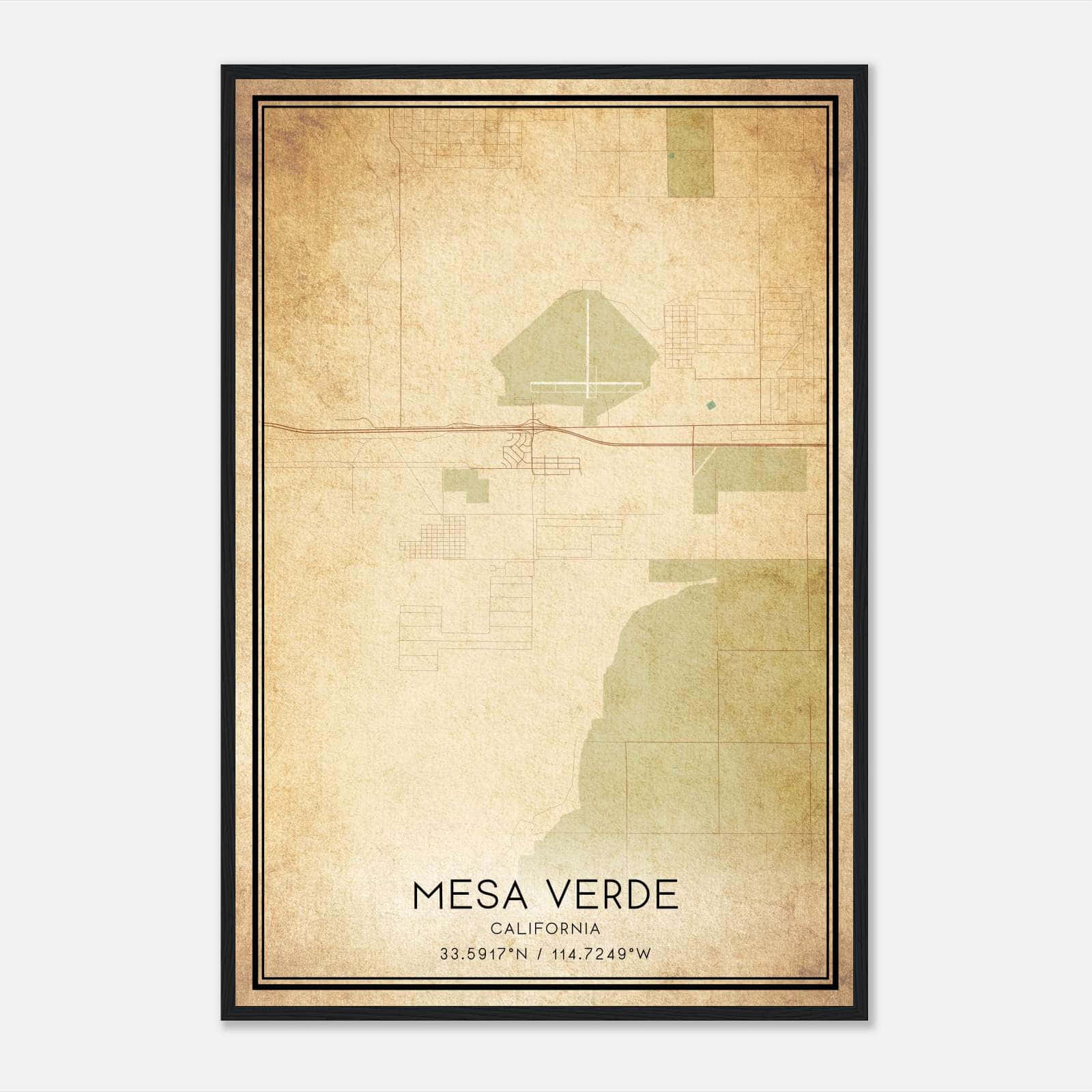 Vintage Mesa Verde California Map Poster, Mesa Verde CA City Road Wall Art Print Vintage Mesa Verde California Map Poster, Mesa Verde CA City Road Wall Art Print