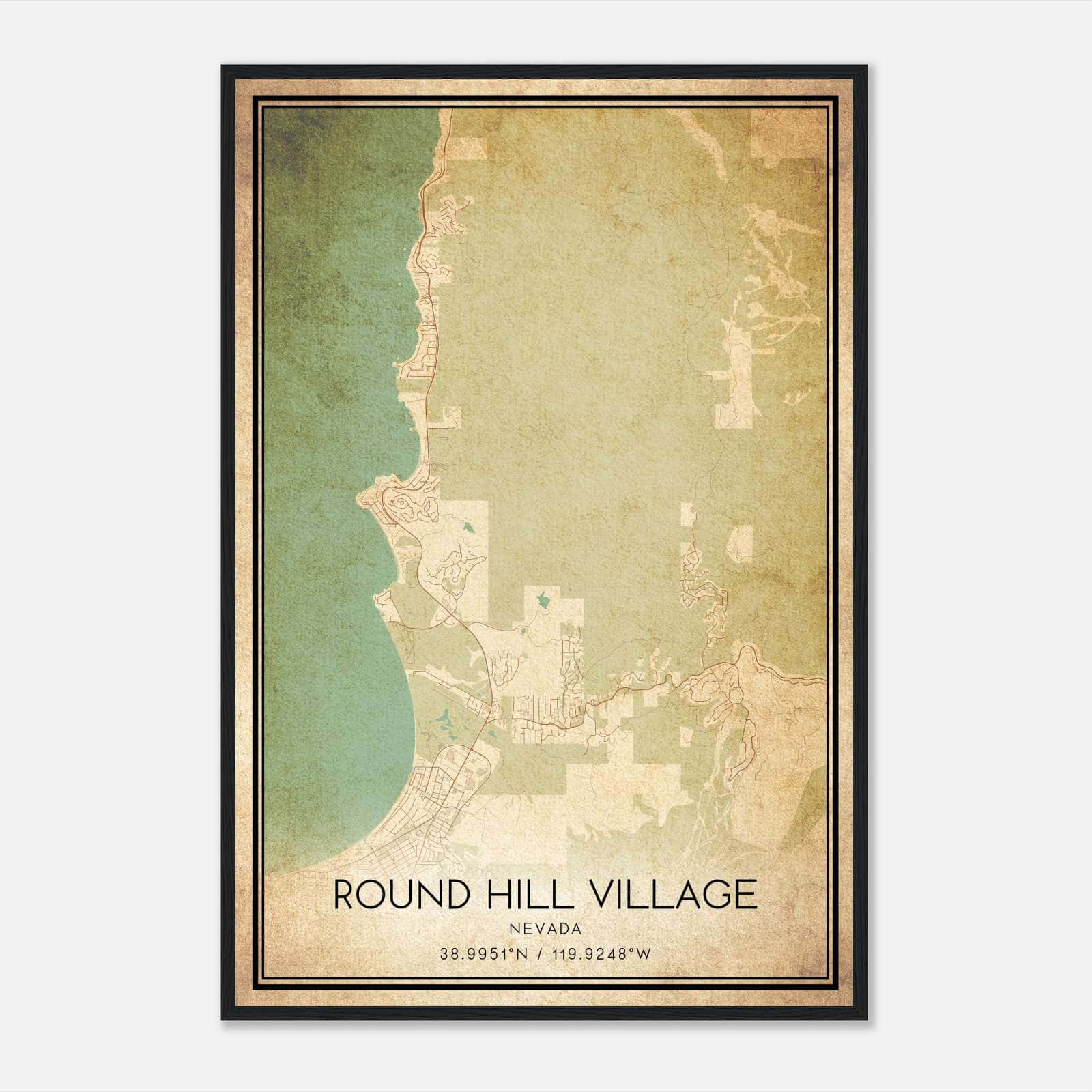 Vintage Round Hill Village Nevada Map Poster, Round Hill Village NV City Road Wall Art Print Vintage Round Hill Village Nevada Map Poster, Round Hill Village NV City Road Wall Art Print