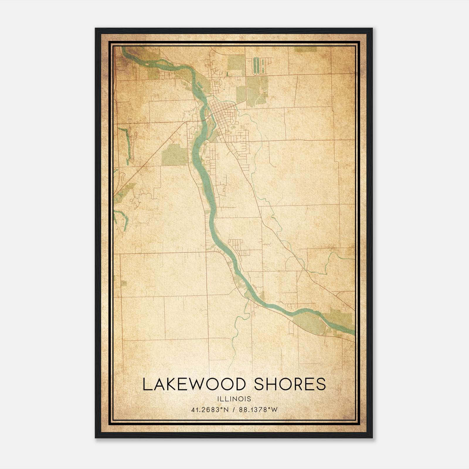 Vintage Lakewood Shores Illinois Map Poster, Lakewood Shores IL City Road Wall Art Print Vintage Lakewood Shores Illinois Map Poster, Lakewood Shores IL City Road Wall Art Print