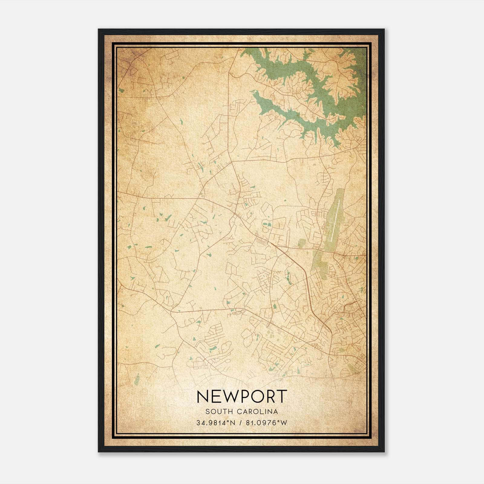 Vintage Newport South Carolina Map Poster, Newport SC City Road Wall Art Print Vintage Newport South Carolina Map Poster, Newport SC City Road Wall Art Print