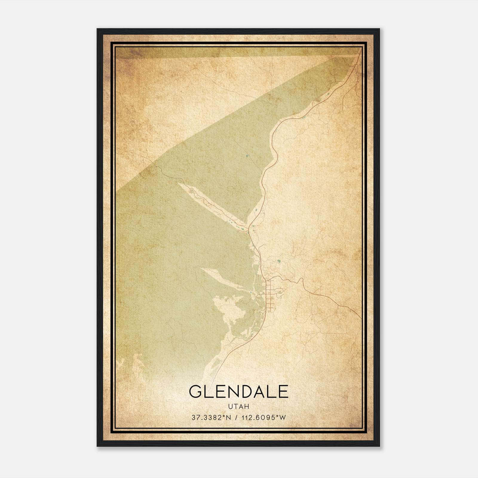 Vintage Glendale Utah Map Poster, Glendale UT City Road Wall Art Print Vintage Glendale Utah Map Poster, Glendale UT City Road Wall Art Print