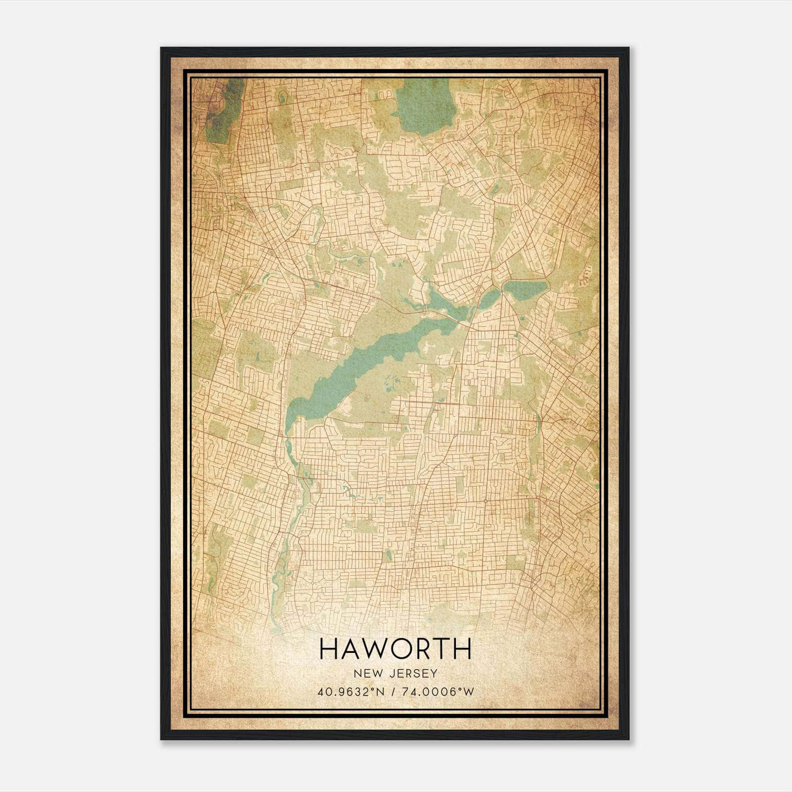 Vintage Haworth New Jersey Map Poster, Haworth NJ City Road Wall Art Print Vintage Haworth New Jersey Map Poster, Haworth NJ City Road Wall Art Print
