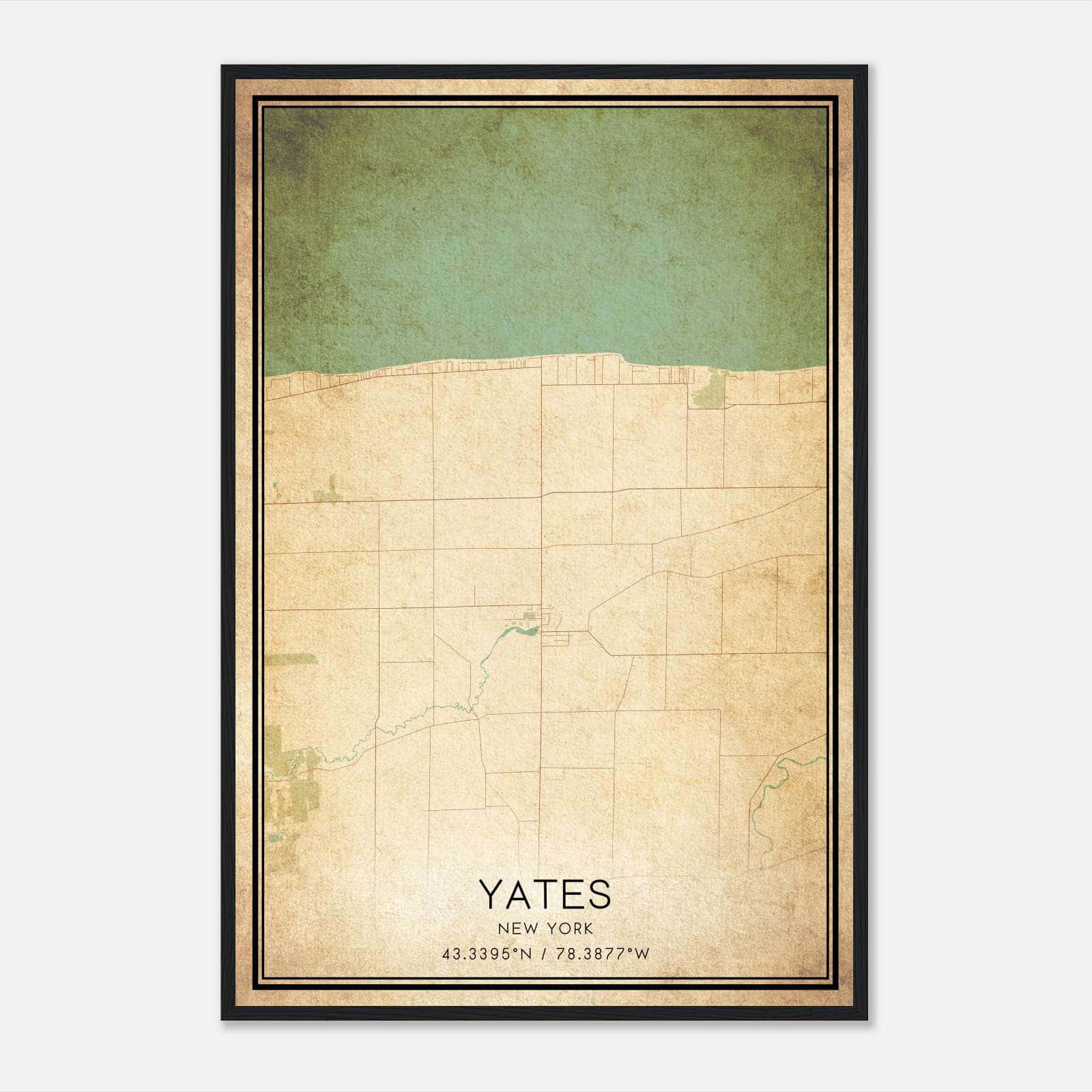 Vintage Yates New York Map Poster, Yates NY City Road Wall Art Print Vintage Yates New York Map Poster, Yates NY City Road Wall Art Print