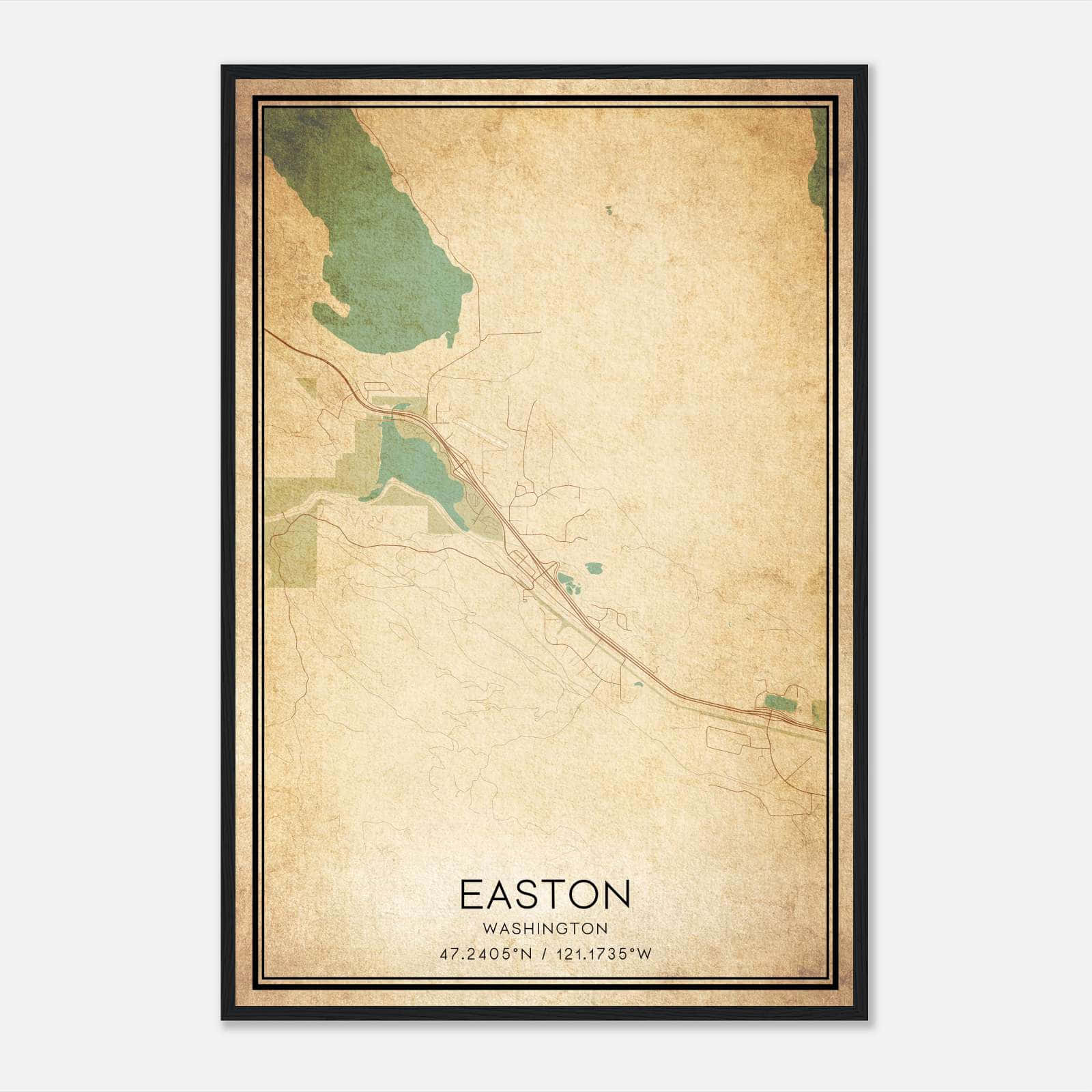 Vintage Easton Washington Map Poster, Easton WA City Road Wall Art Print Vintage Easton Washington Map Poster, Easton WA City Road Wall Art Print