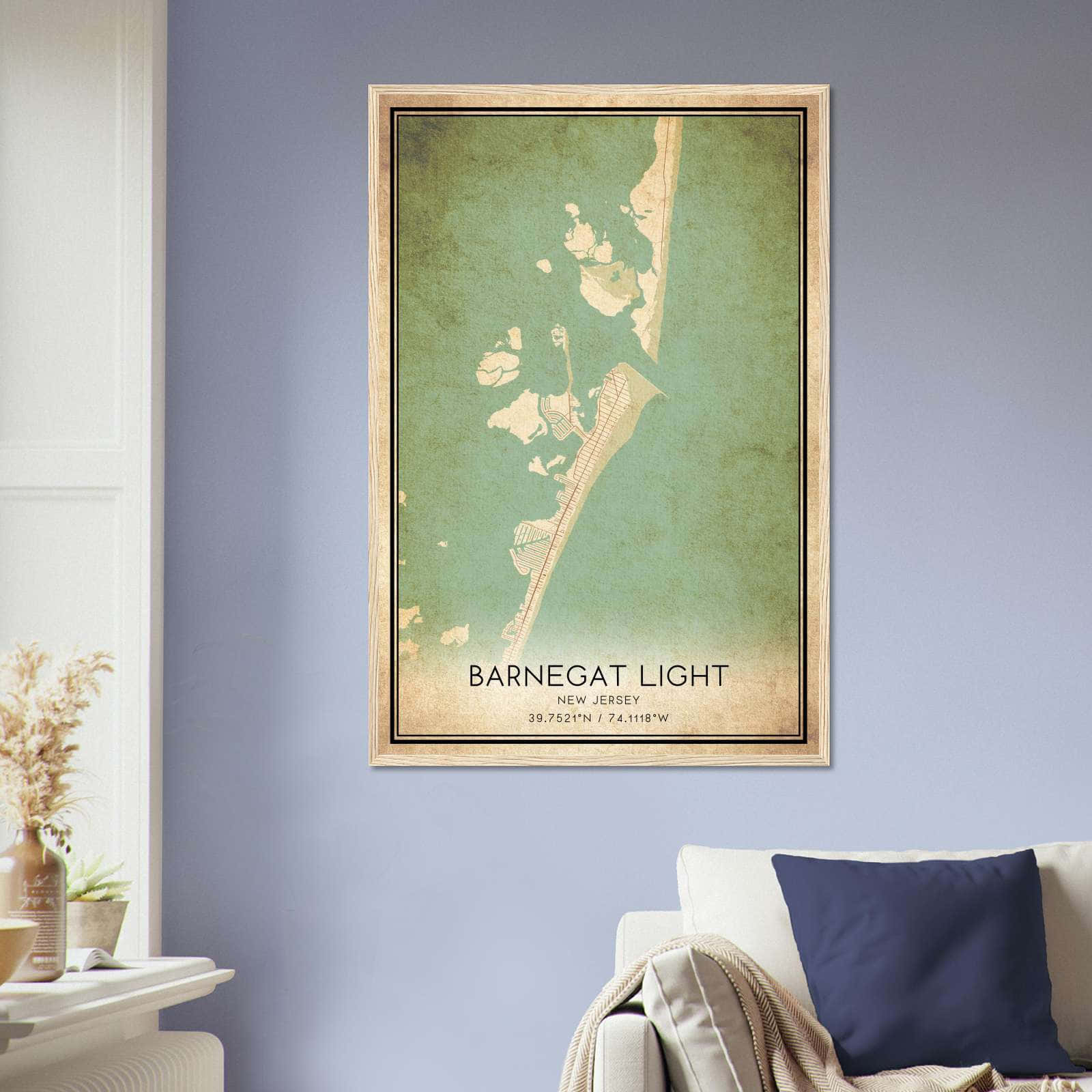 Vintage Barnegat Light New Jersey Map Poster, Barnegat Light NJ City Road Wall Art Print