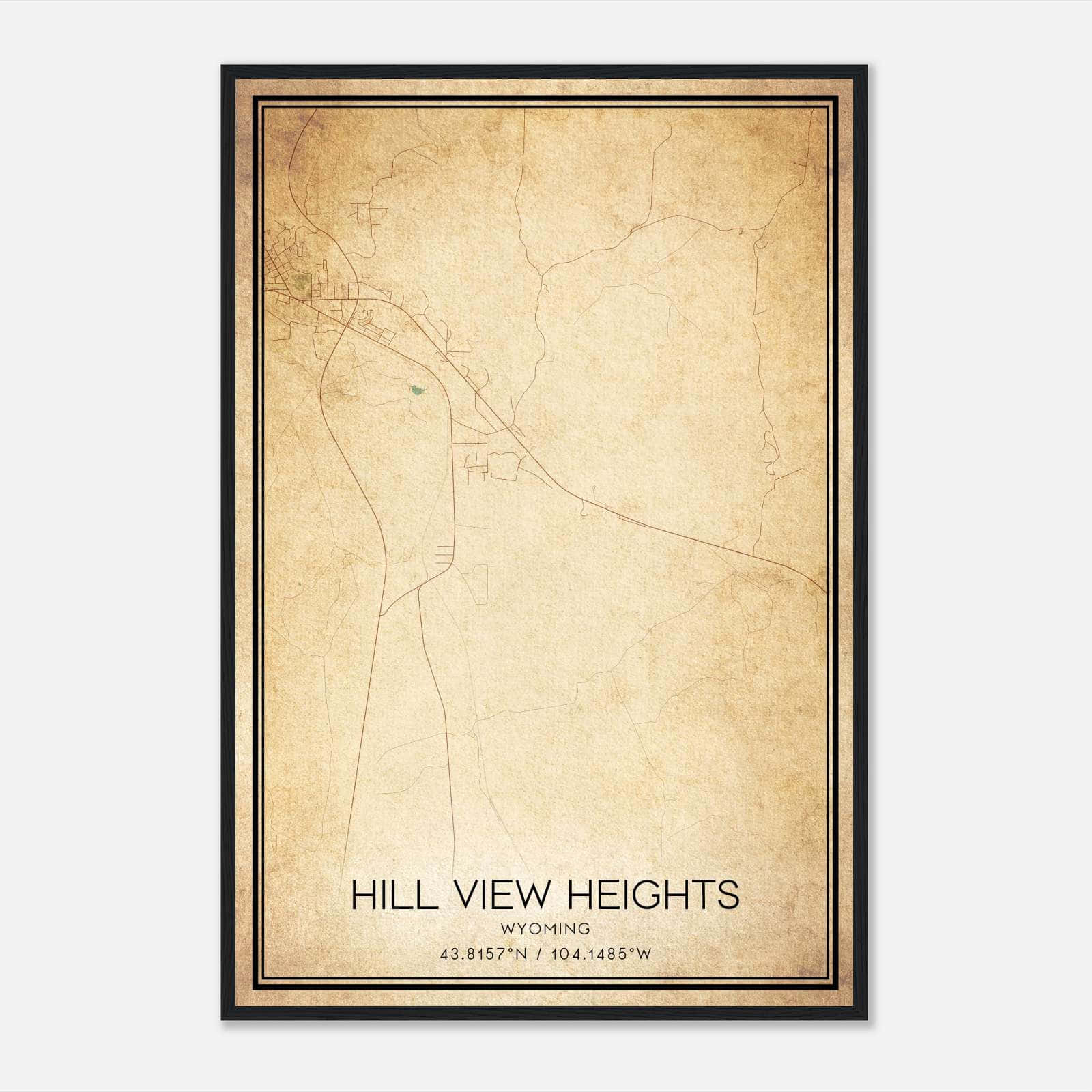 Vintage Hill View Heights Wyoming Map Poster, Hill View Heights WY City Road Wall Art Print Vintage Hill View Heights Wyoming Map Poster, Hill View Heights WY City Road Wall Art Print