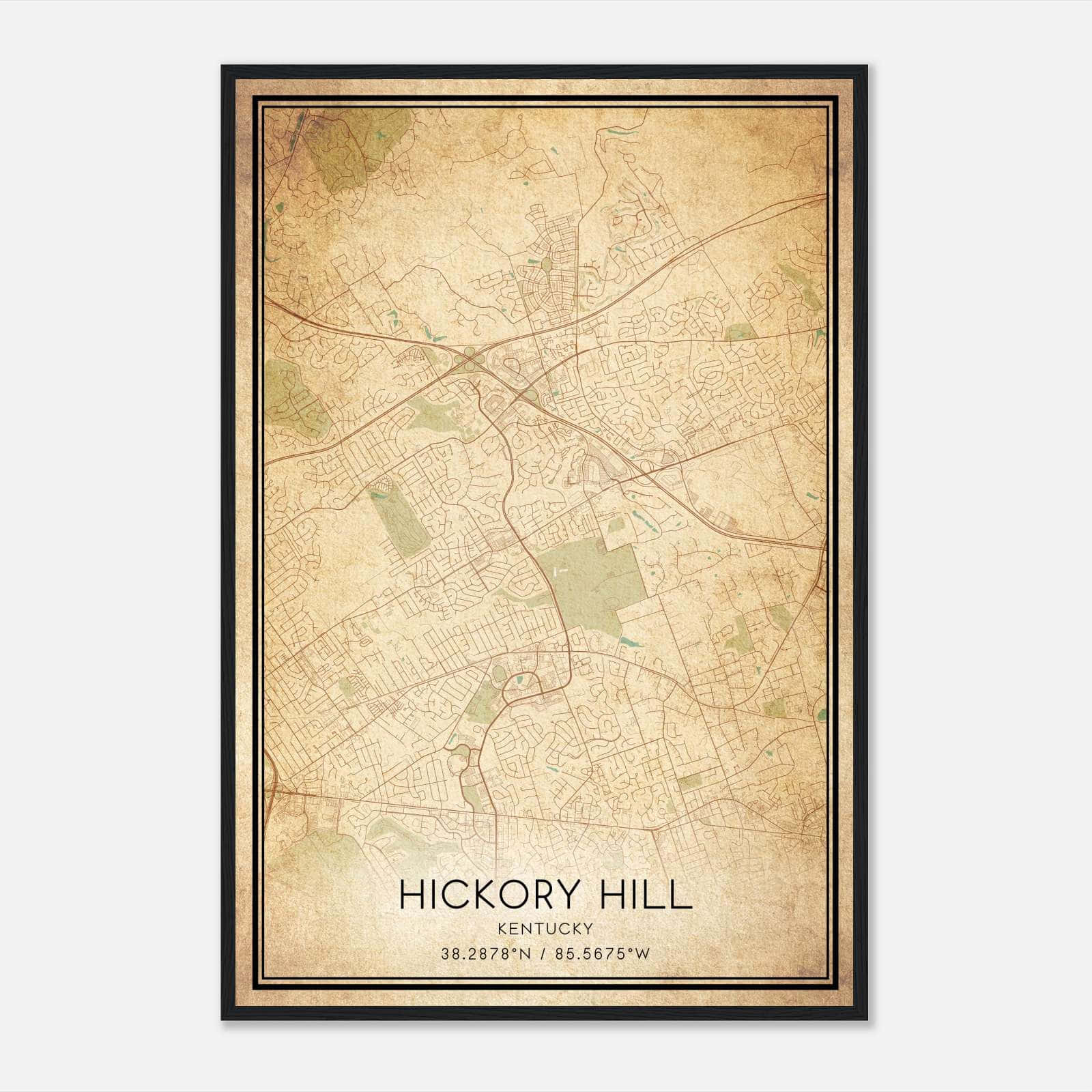 Vintage Hickory Hill Kentucky Map Poster, Hickory Hill KY City Road Wall Art Print Vintage Hickory Hill Kentucky Map Poster, Hickory Hill KY City Road Wall Art Print