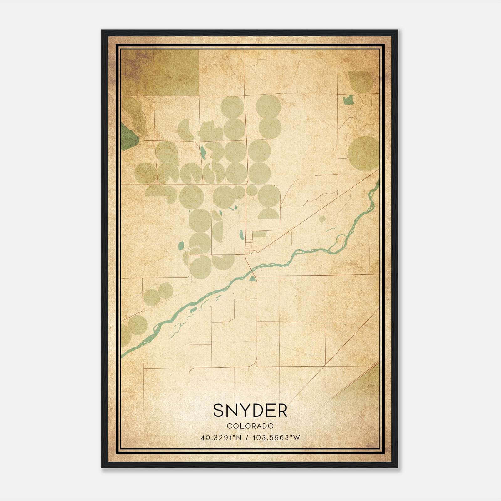 Vintage Snyder Colorado Map Poster, Snyder CO City Road Wall Art Print Vintage Snyder Colorado Map Poster, Snyder CO City Road Wall Art Print