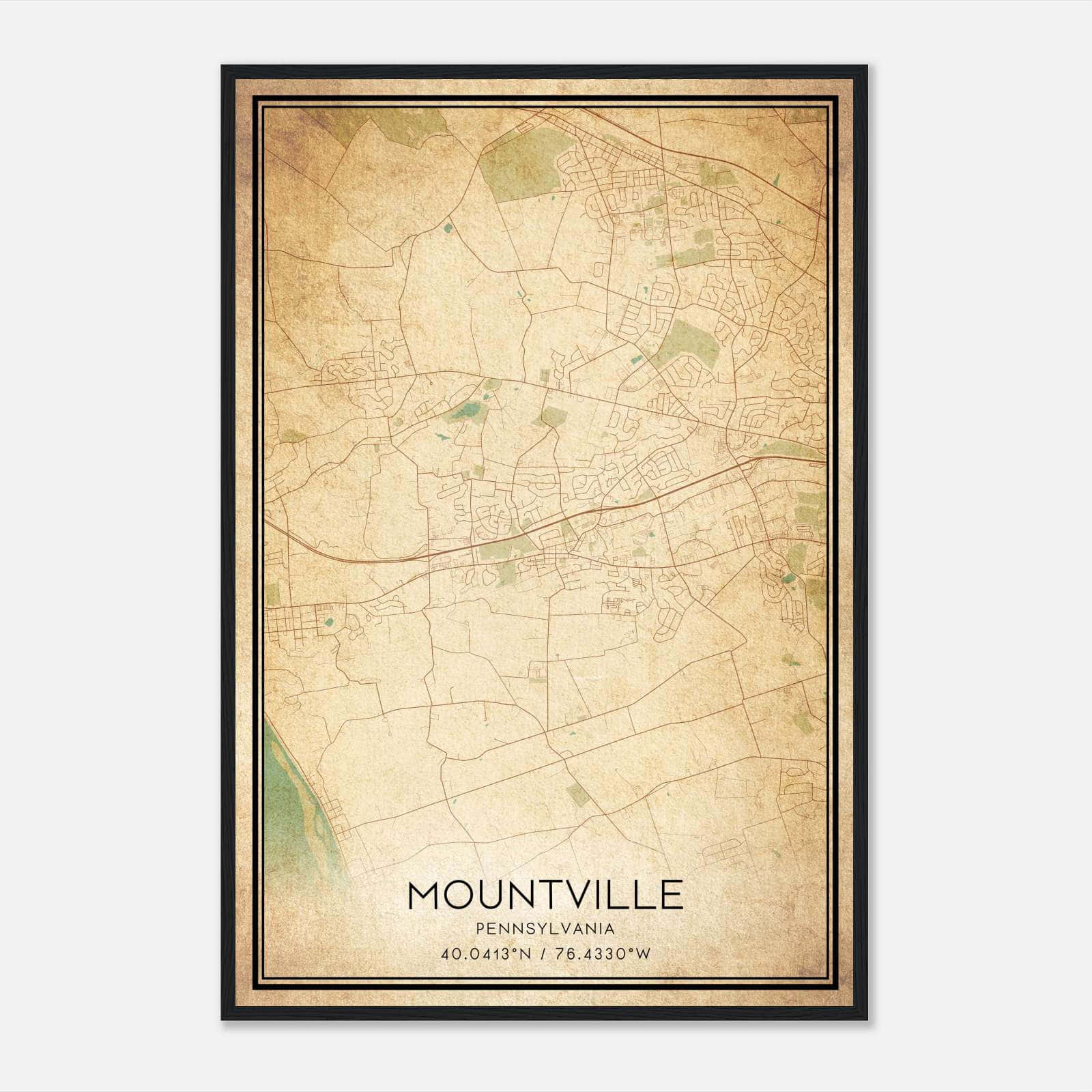 Vintage Mountville Pennsylvania Map Poster, Mountville PA City Road Wall Art Print Vintage Mountville Pennsylvania Map Poster, Mountville PA City Road Wall Art Print