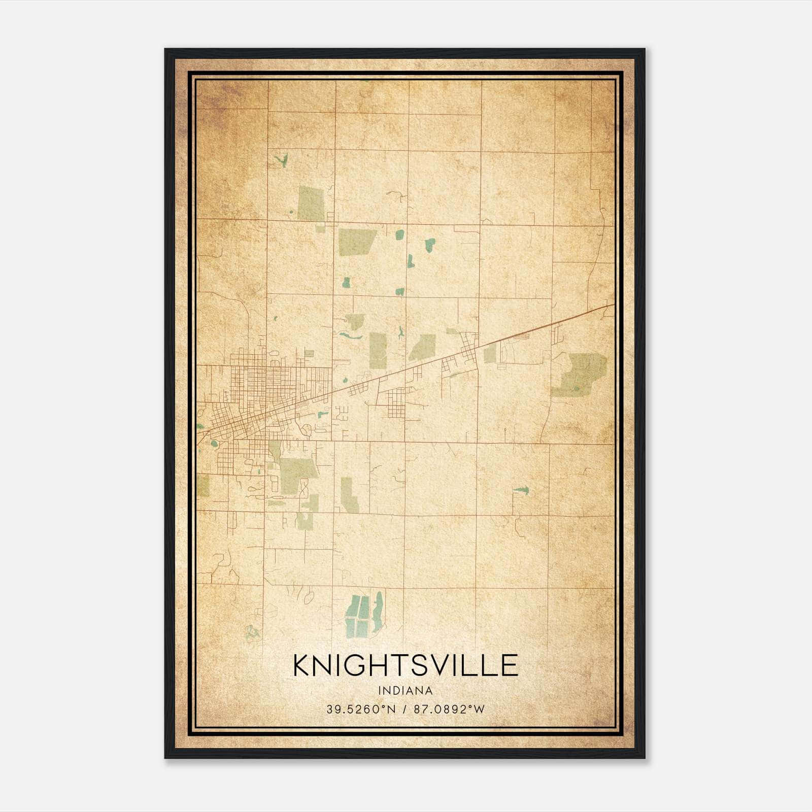 Vintage Knightsville Indiana Map Poster, Knightsville IN City Road Wall Art Print Vintage Knightsville Indiana Map Poster, Knightsville IN City Road Wall Art Print