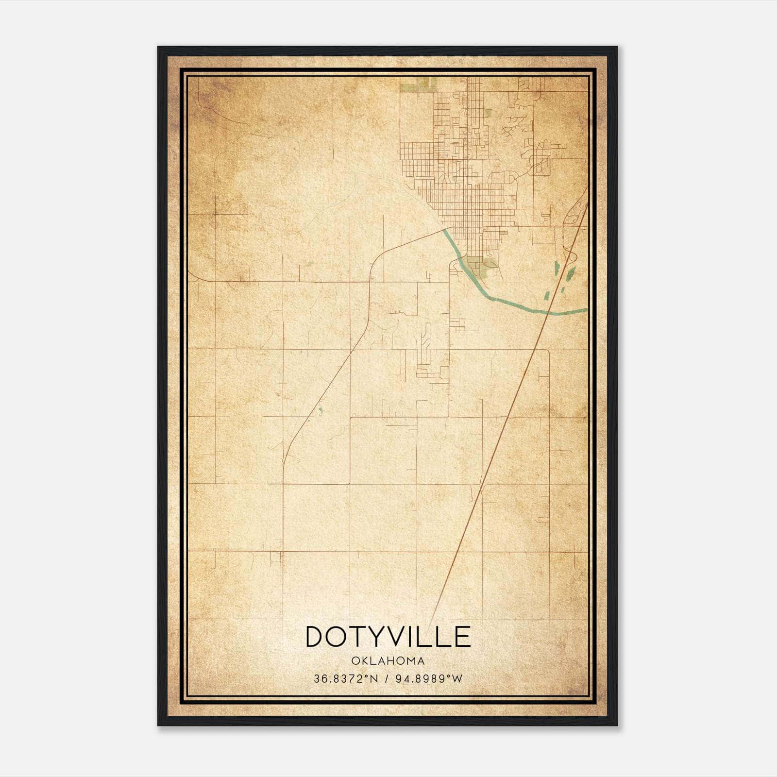 Vintage Dotyville Oklahoma Map Poster, Dotyville OK City Road Wall Art Print Vintage Dotyville Oklahoma Map Poster, Dotyville OK City Road Wall Art Print