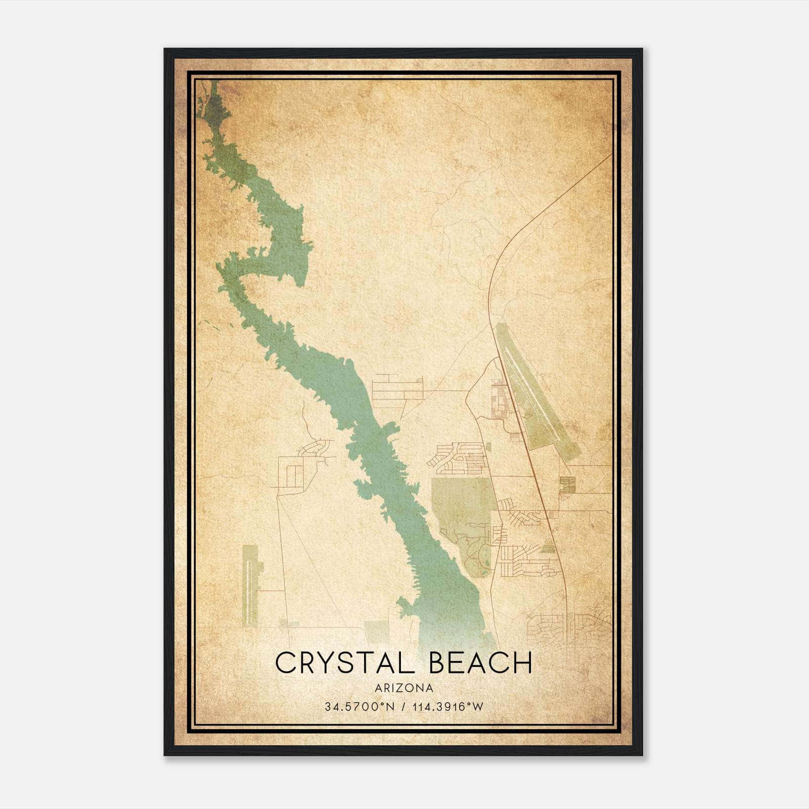 Vintage Crystal Beach Arizona Map Poster, Crystal Beach AZ City Road Wall Art Print Vintage Crystal Beach Arizona Map Poster, Crystal Beach AZ City Road Wall Art Print