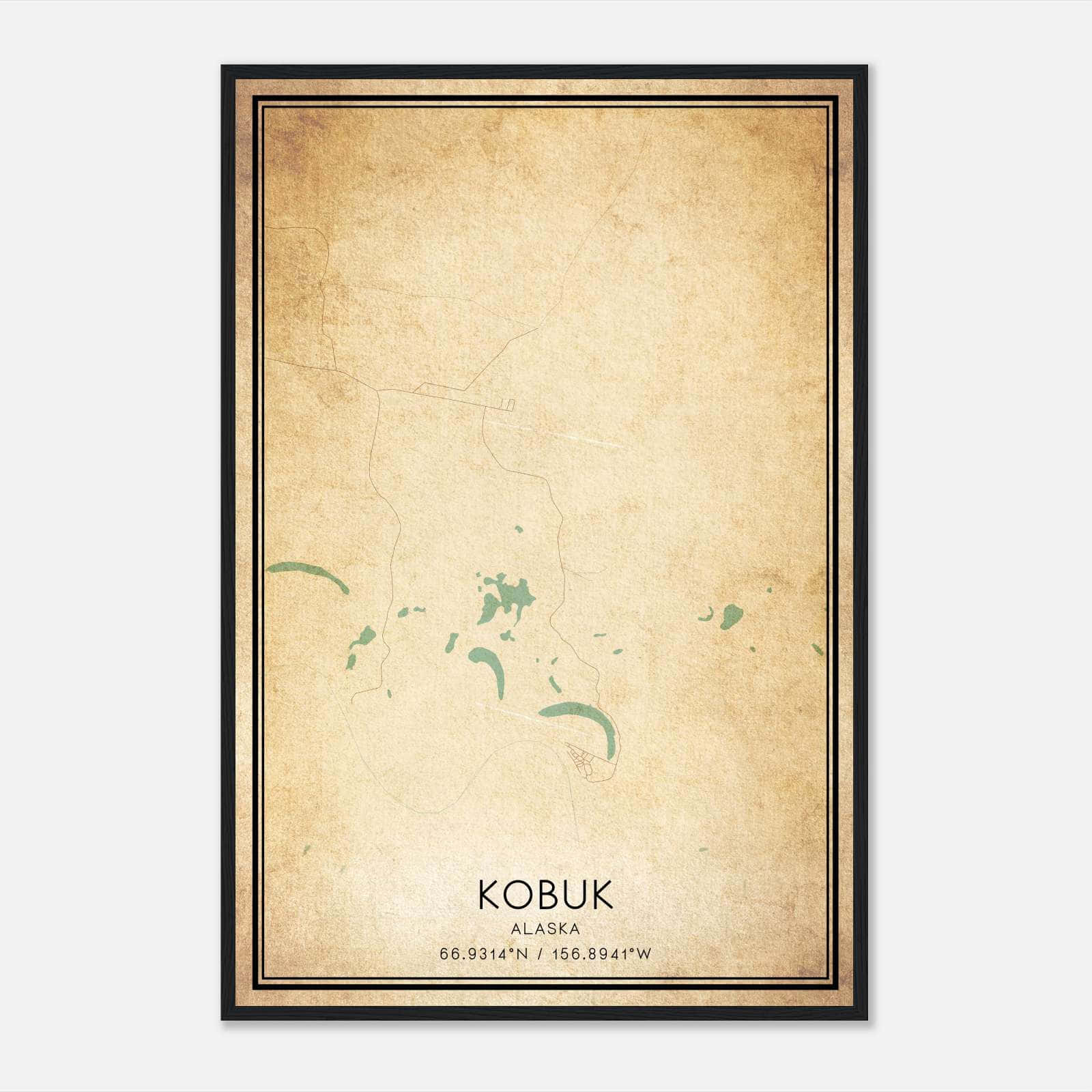 Vintage Kobuk Alaska Map Poster, Kobuk AK City Road Wall Art Print Vintage Kobuk Alaska Map Poster, Kobuk AK City Road Wall Art Print