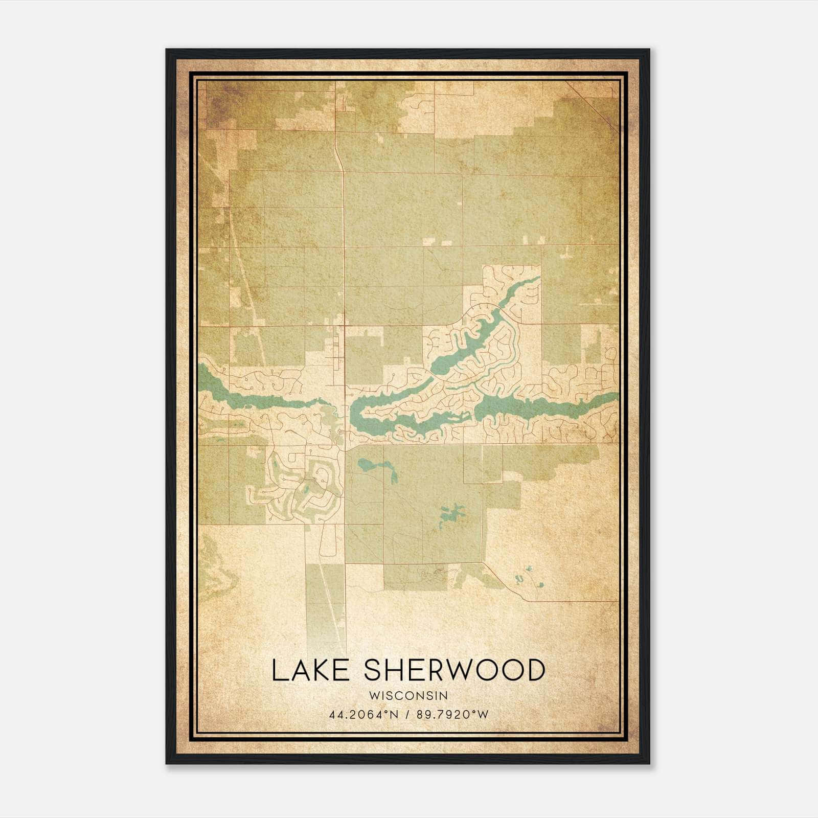 Vintage Lake Sherwood Wisconsin Map Poster, Lake Sherwood WI City Road Wall Art Print Vintage Lake Sherwood Wisconsin Map Poster, Lake Sherwood WI City Road Wall Art Print
