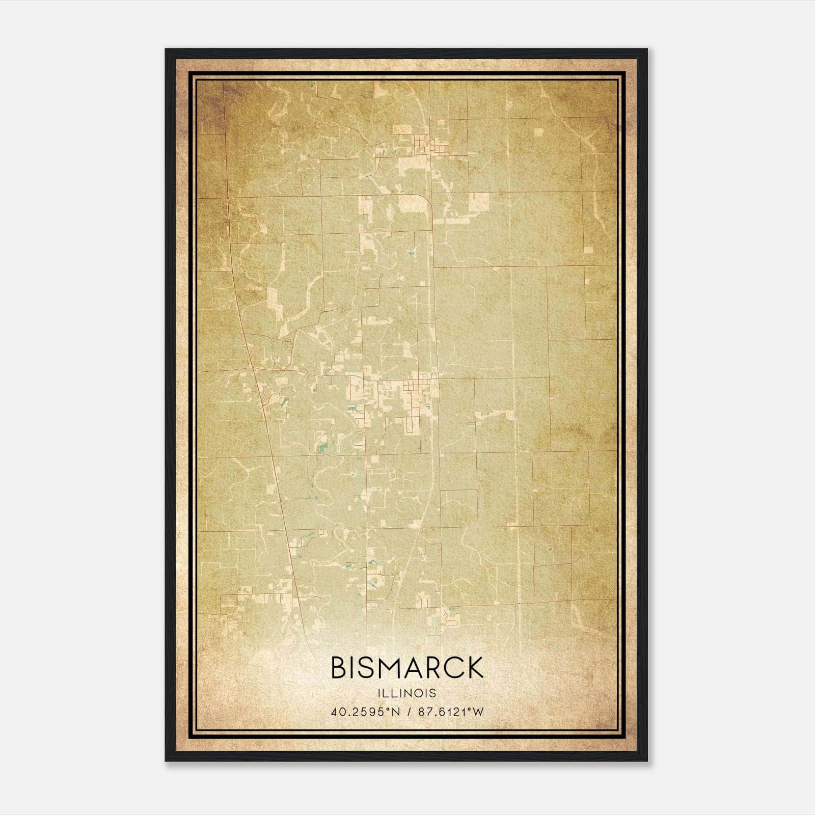 Vintage Bismarck Illinois Map Poster, Bismarck IL City Road Wall Art Print Vintage Bismarck Illinois Map Poster, Bismarck IL City Road Wall Art Print