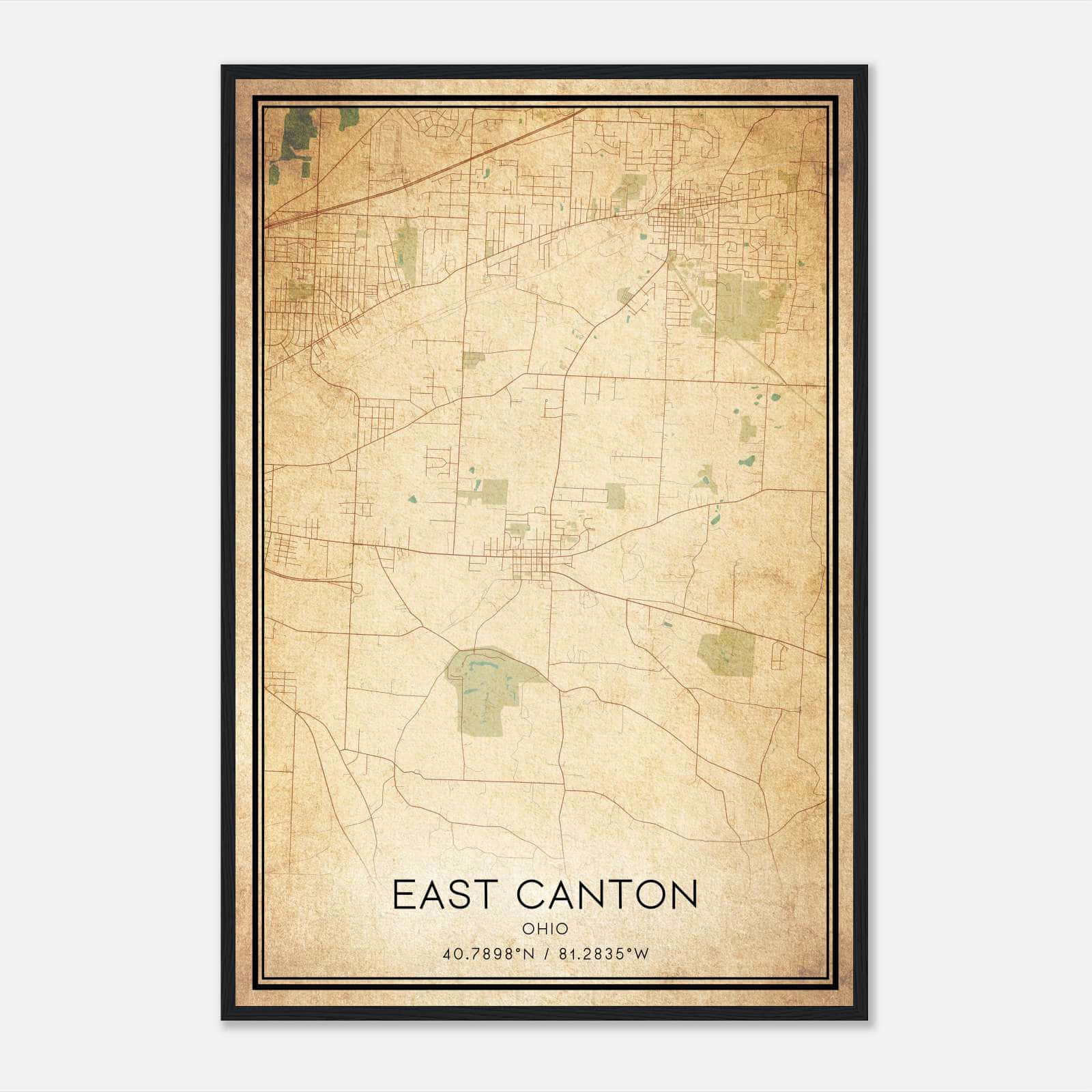 Vintage East Canton Ohio Map Poster, East Canton OH City Road Wall Art Print Vintage East Canton Ohio Map Poster, East Canton OH City Road Wall Art Print